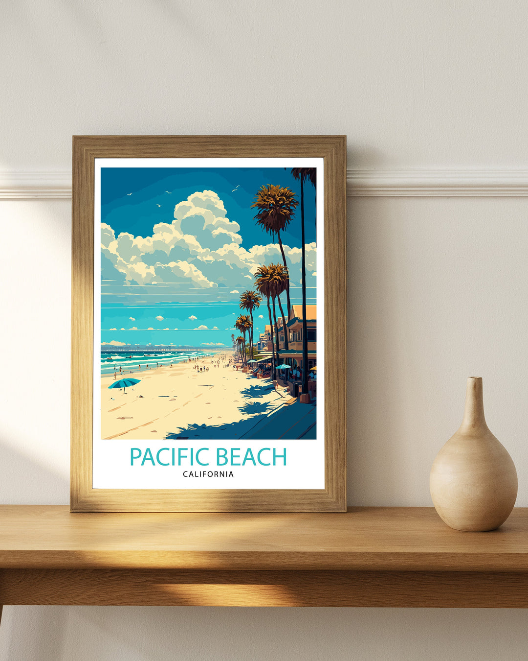 Pacific Beach California Travel Print| Wall Decor Pacific Beach California Illustration Travel Poster Gift For Pacific Beach California Home