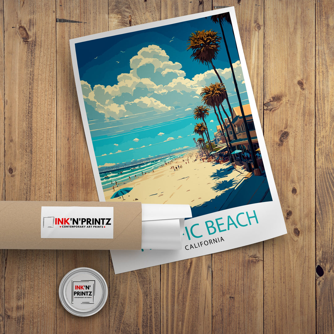 Pacific Beach California Travel Print| Wall Decor Pacific Beach California Illustration Travel Poster Gift For Pacific Beach California Home