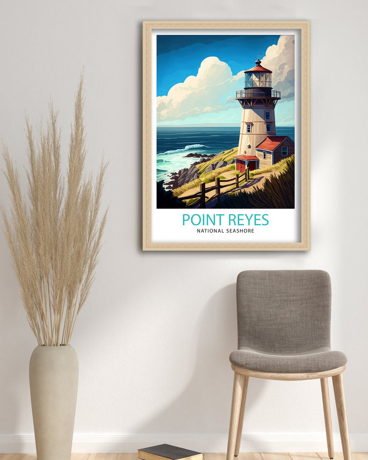 Point Reyes National Seashore Travel Print| California Wall Decor Home Living Decor Point Reyes Illustration Travel Poster Gift For Nature