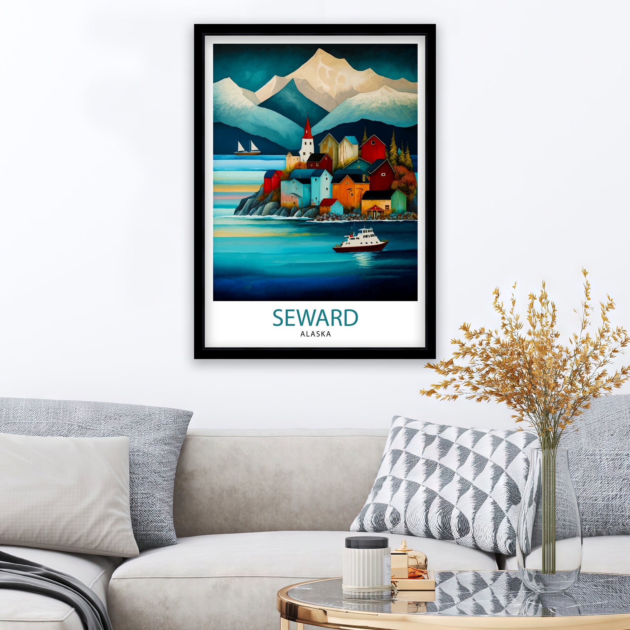 Seward Alaska Travel Print Seward Wall Decor Seward Home Living Decor Alaska Illustration Travel Poster Gift For Seward Alaska Home Decor