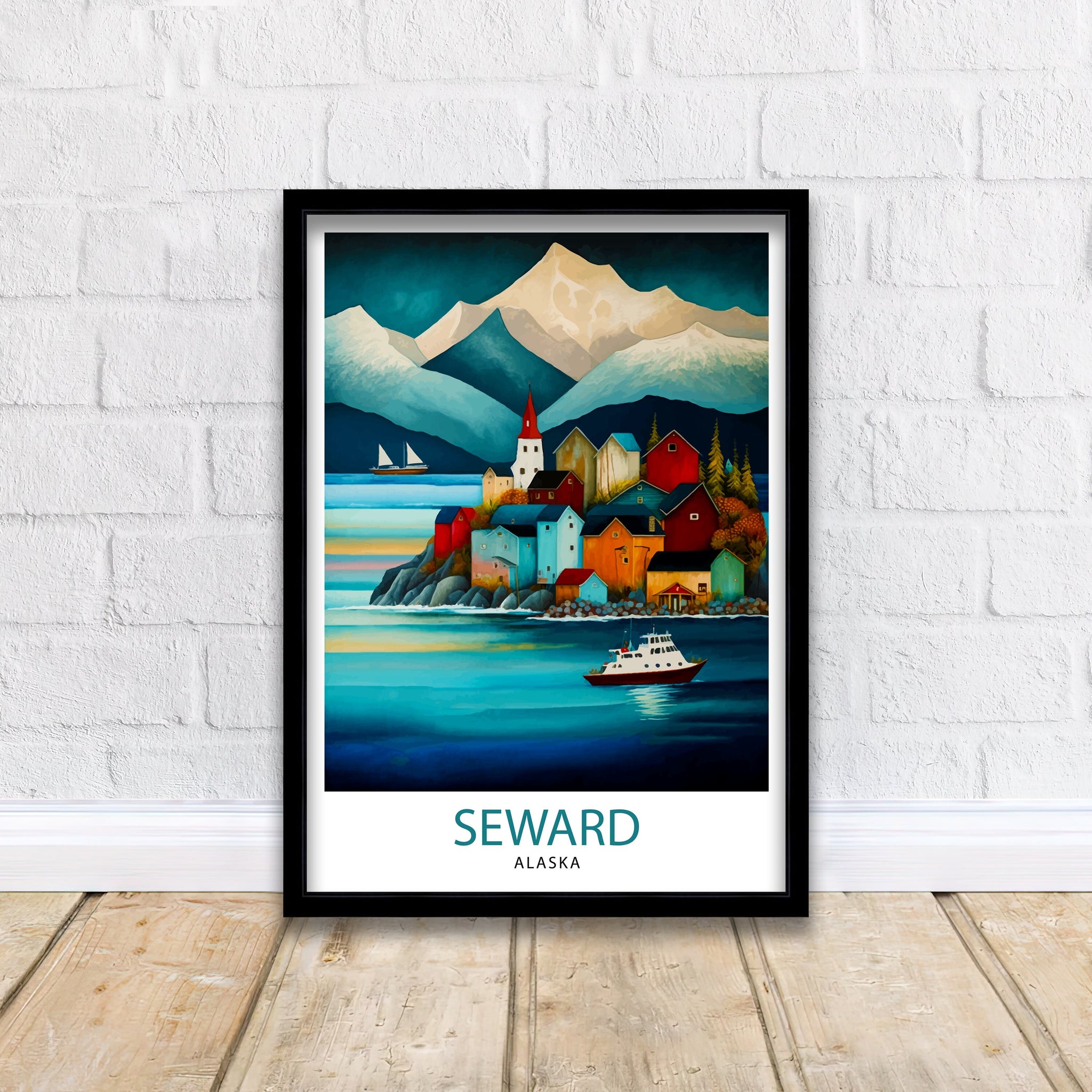 Seward Alaska Travel Print Seward Wall Decor Seward Home Living Decor Alaska Illustration Travel Poster Gift For Seward Alaska Home Decor