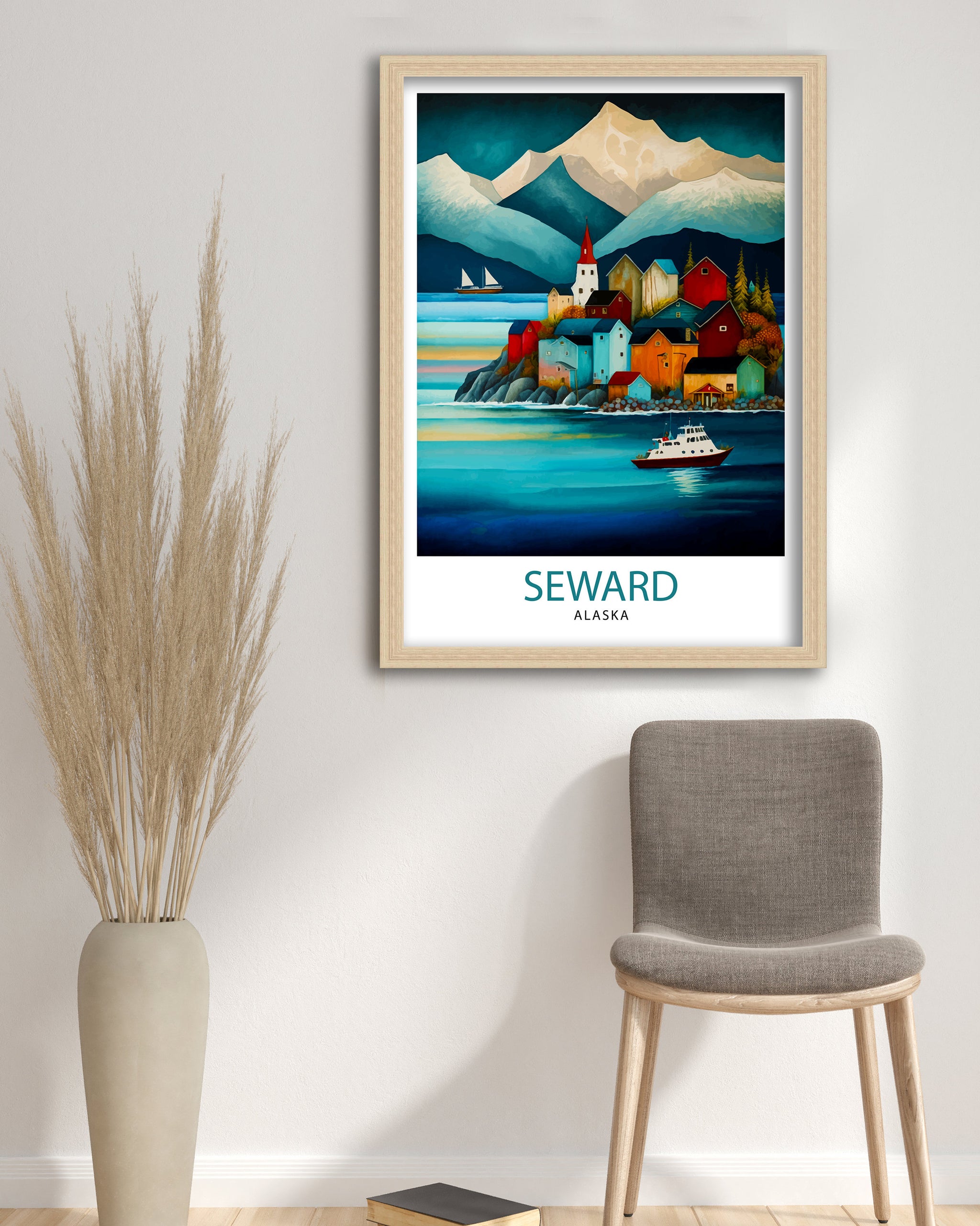 Seward Alaska Travel Print Seward Wall Decor Seward Home Living Decor Alaska Illustration Travel Poster Gift For Seward Alaska Home Decor