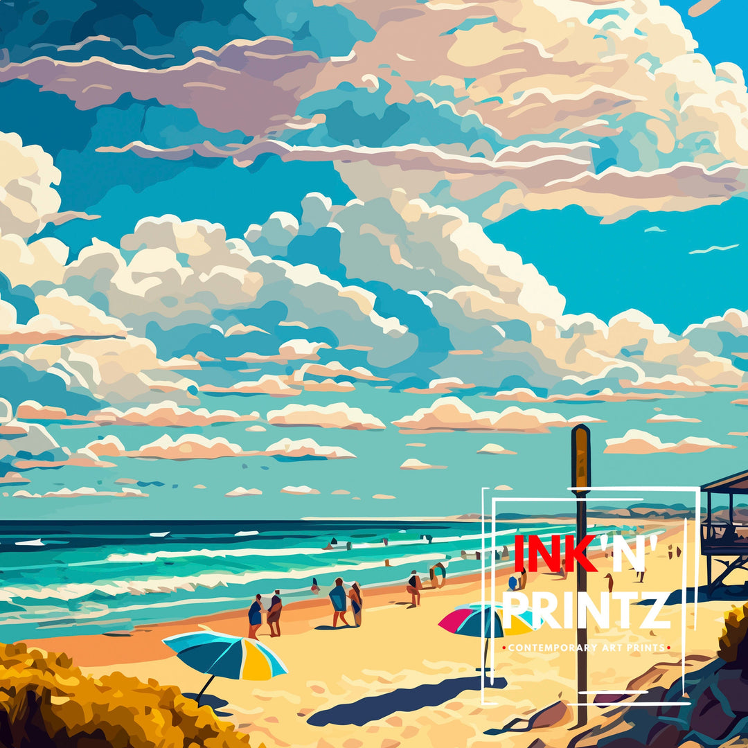Westport Beach California Travel Print| Westport Beach Wall Art Westport Beach Decor Westport Beach Illustration Travel Poster Gift