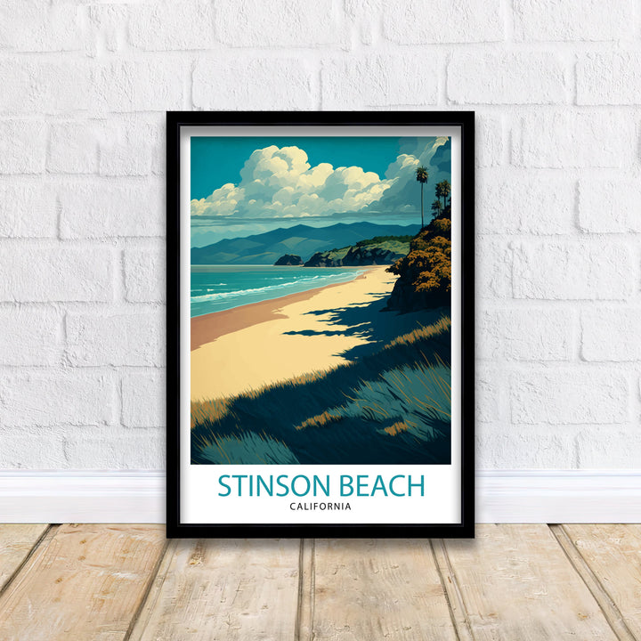 Stinson Beach California Travel Print| Wall Decor Home Living Decor Illustration Travel Poster Gift for Stinson Beach California Home Decor