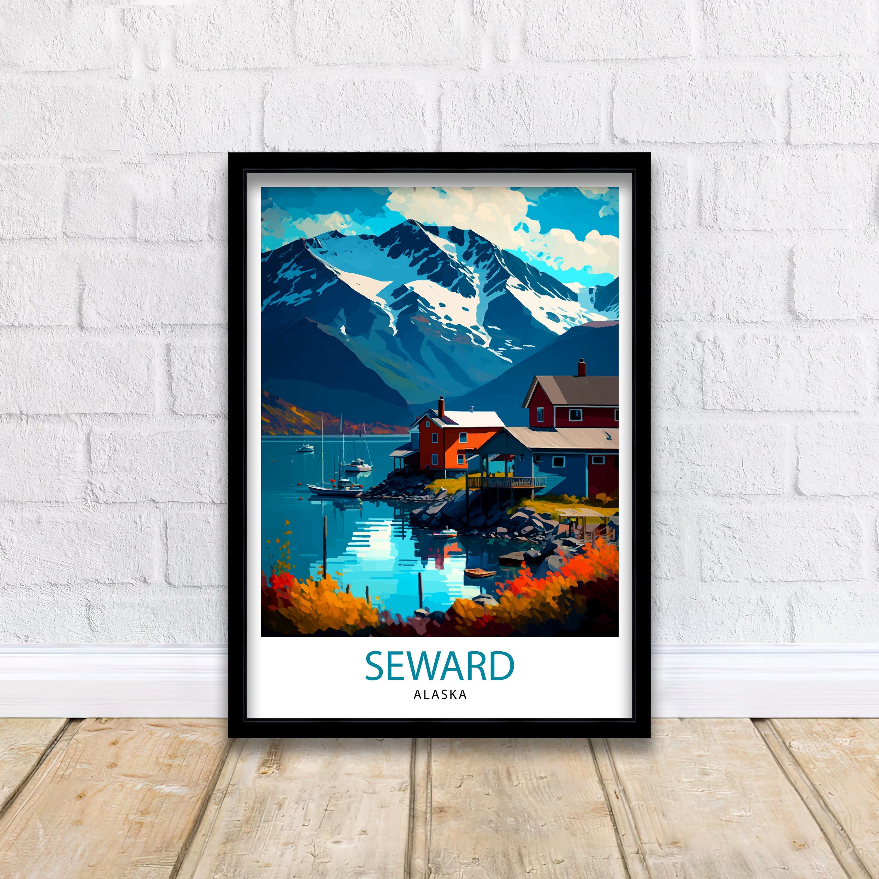 Seward Alaska Travel Print Seward Wall Decor Seward Home Living Decor Alaska Illustration Travel Poster Gift For Seward Alaska Home Decor