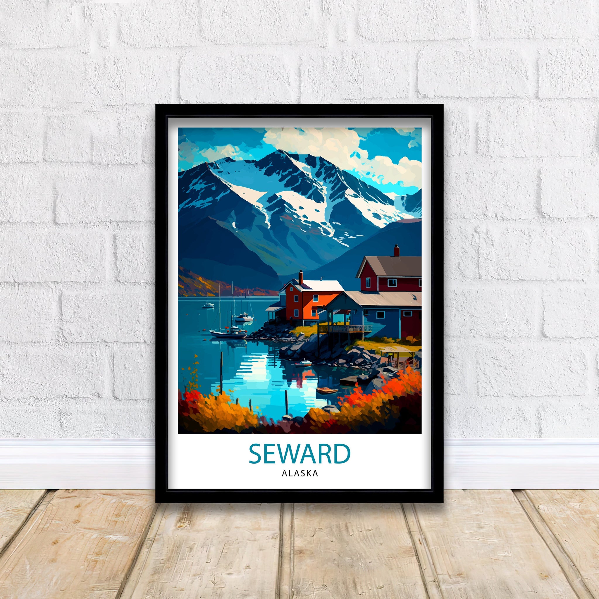 Seward Alaska Travel Print Seward Wall Decor Seward Home Living Decor Alaska Illustration Travel Poster Gift For Seward Alaska Home Decor