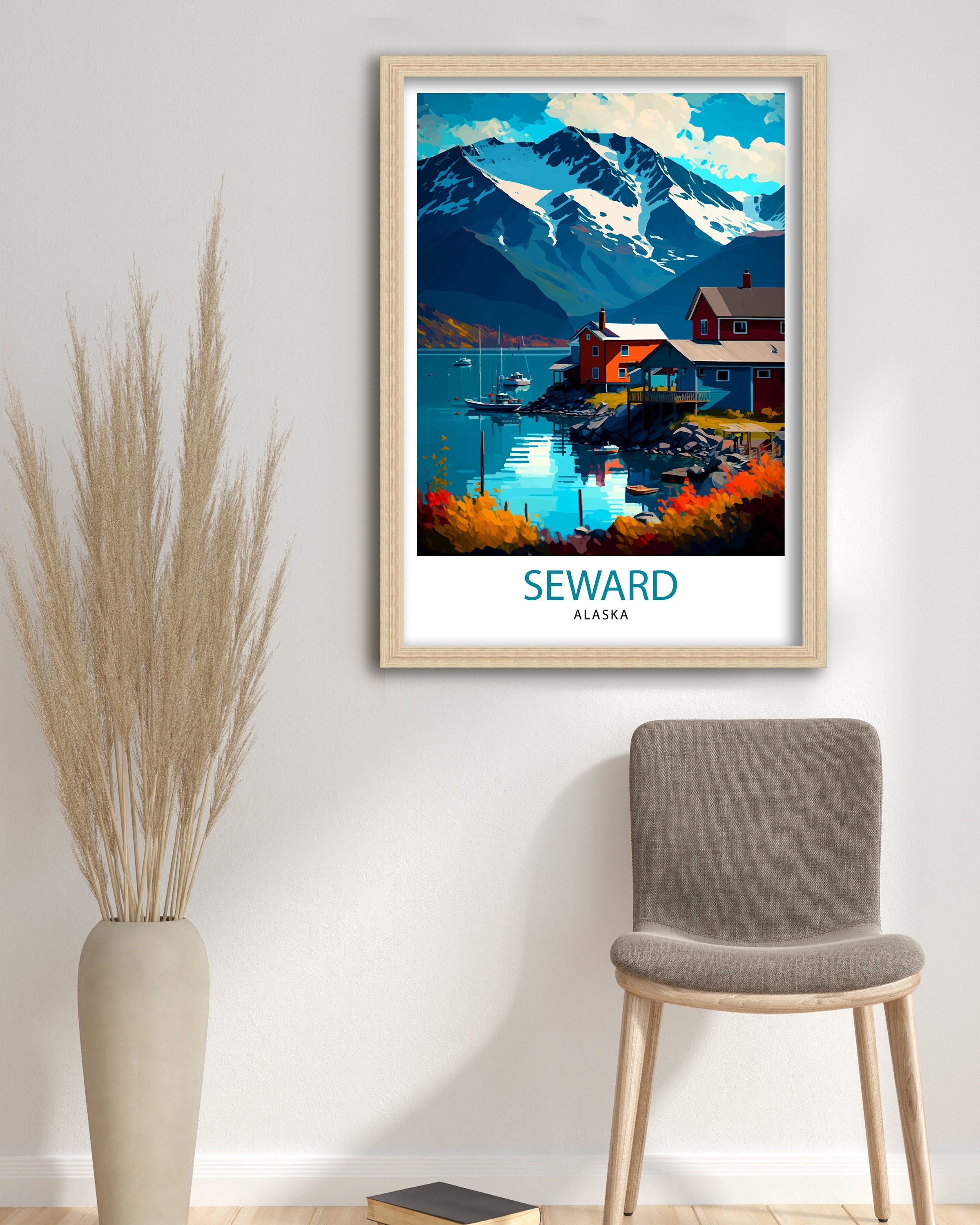 Seward Alaska Travel Print Seward Wall Decor Seward Home Living Decor Alaska Illustration Travel Poster Gift For Seward Alaska Home Decor