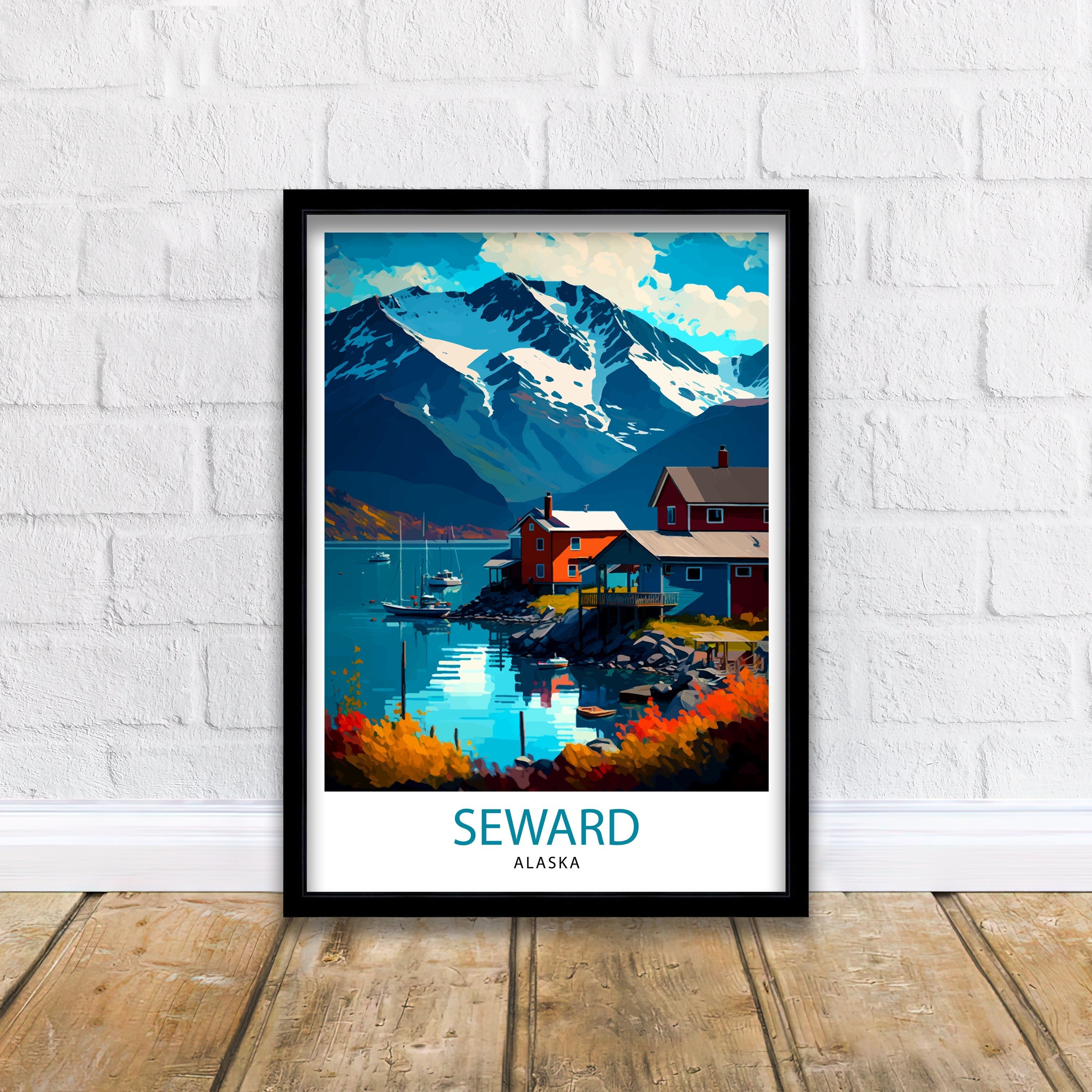 Seward Alaska Travel Print Seward Wall Decor Seward Home Living Decor Alaska Illustration Travel Poster Gift For Seward Alaska Home Decor