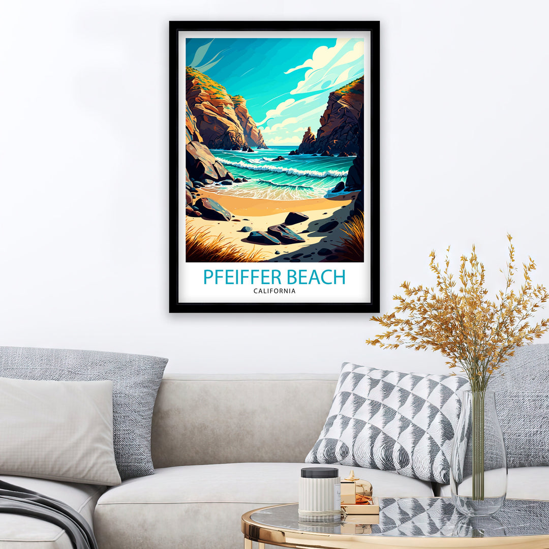 Pfeiffer Beach California Travel Print| Pfeiffer Beach Wall Art Pfeiffer Beach Home Decor California Travel Poster Gift Pfeiffer Beach
