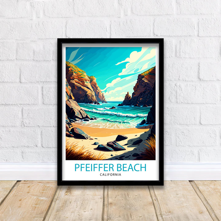 Pfeiffer Beach California Travel Print| Pfeiffer Beach Wall Art Pfeiffer Beach Home Decor California Travel Poster Gift Pfeiffer Beach