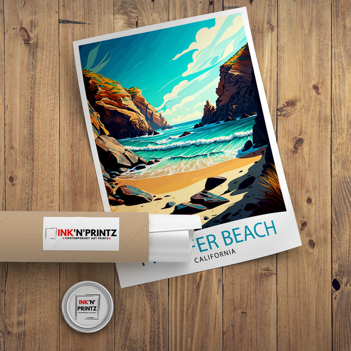 Pfeiffer Beach California Travel Print| Pfeiffer Beach Wall Art Pfeiffer Beach Home Decor California Travel Poster Gift Pfeiffer Beach