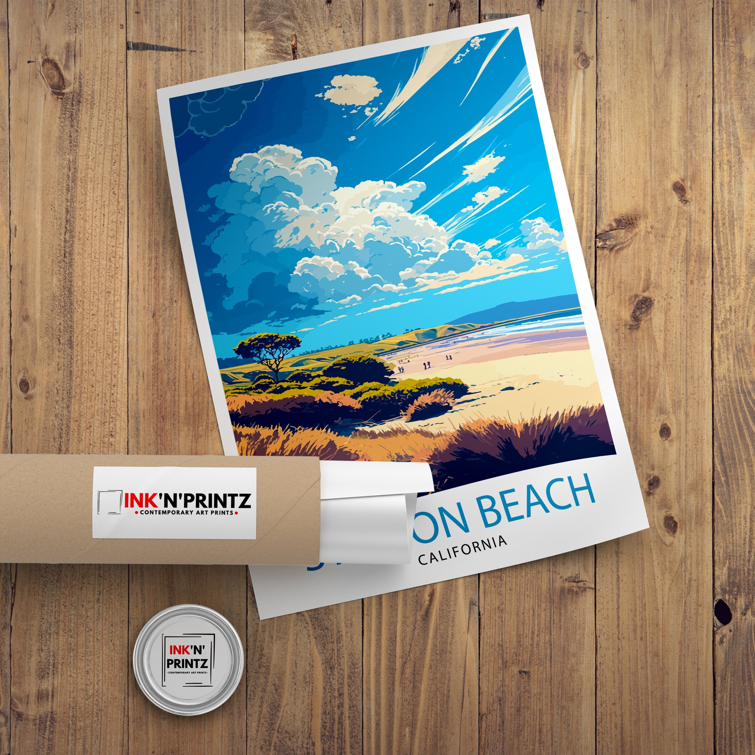 Stinson Beach California Travel Print| Wall Decor Home Living Decor Illustration Travel Poster Gift for Stinson Beach California Home Decor
