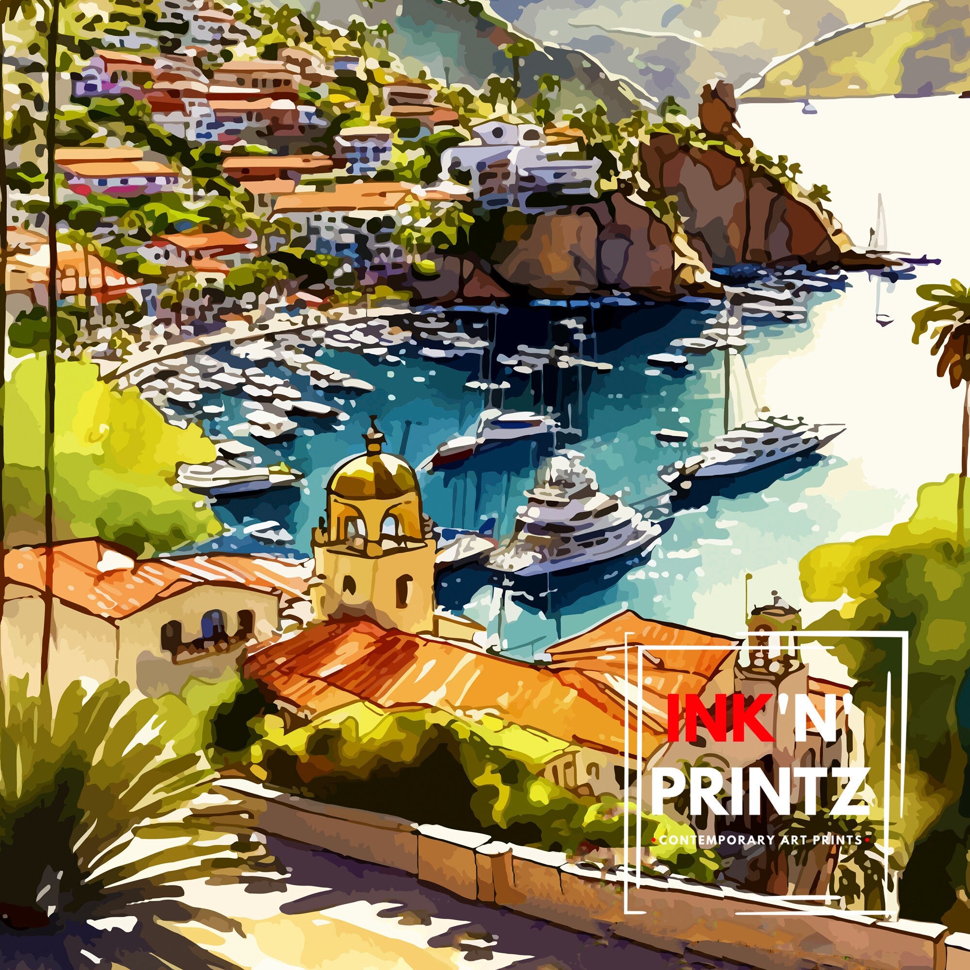Catalina Island California Travel Print| Wall Art Decor Catalina Island Illustration Poster Gift For Catalina Island Lover California