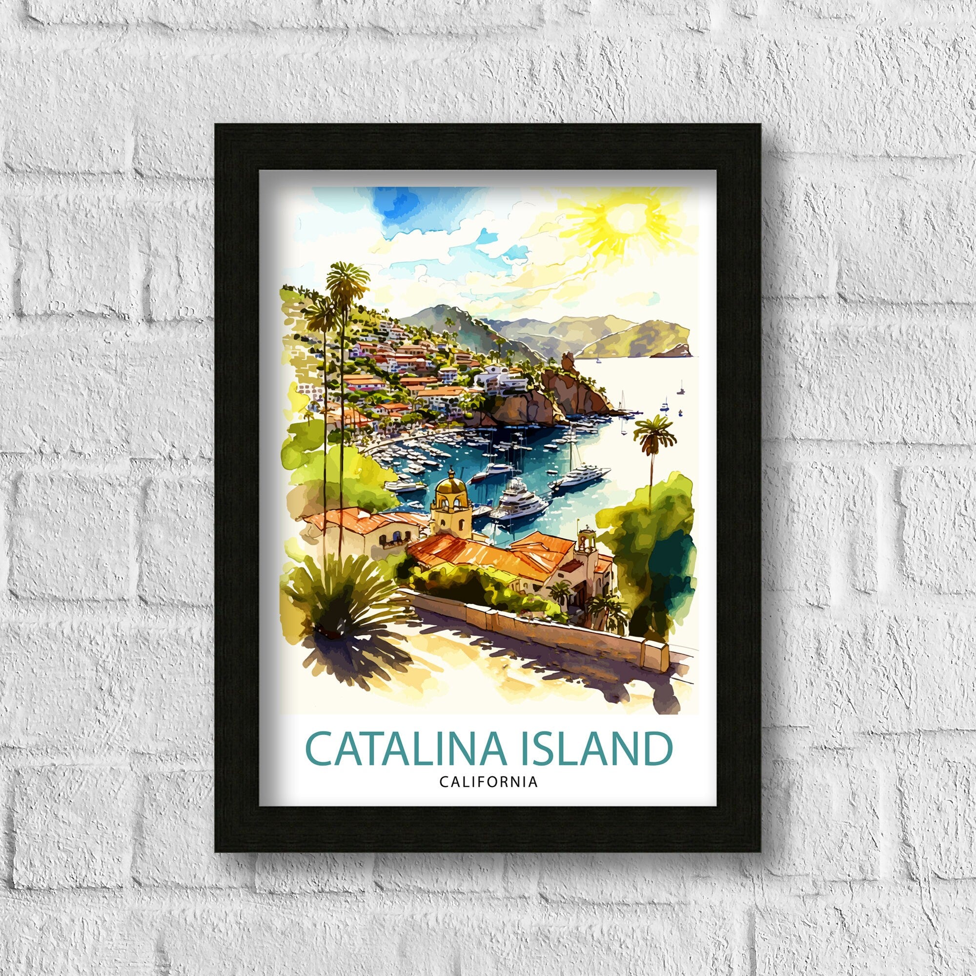 Catalina Island California Travel Print| Wall Art Decor Catalina Island Illustration Poster Gift For Catalina Island Lover California
