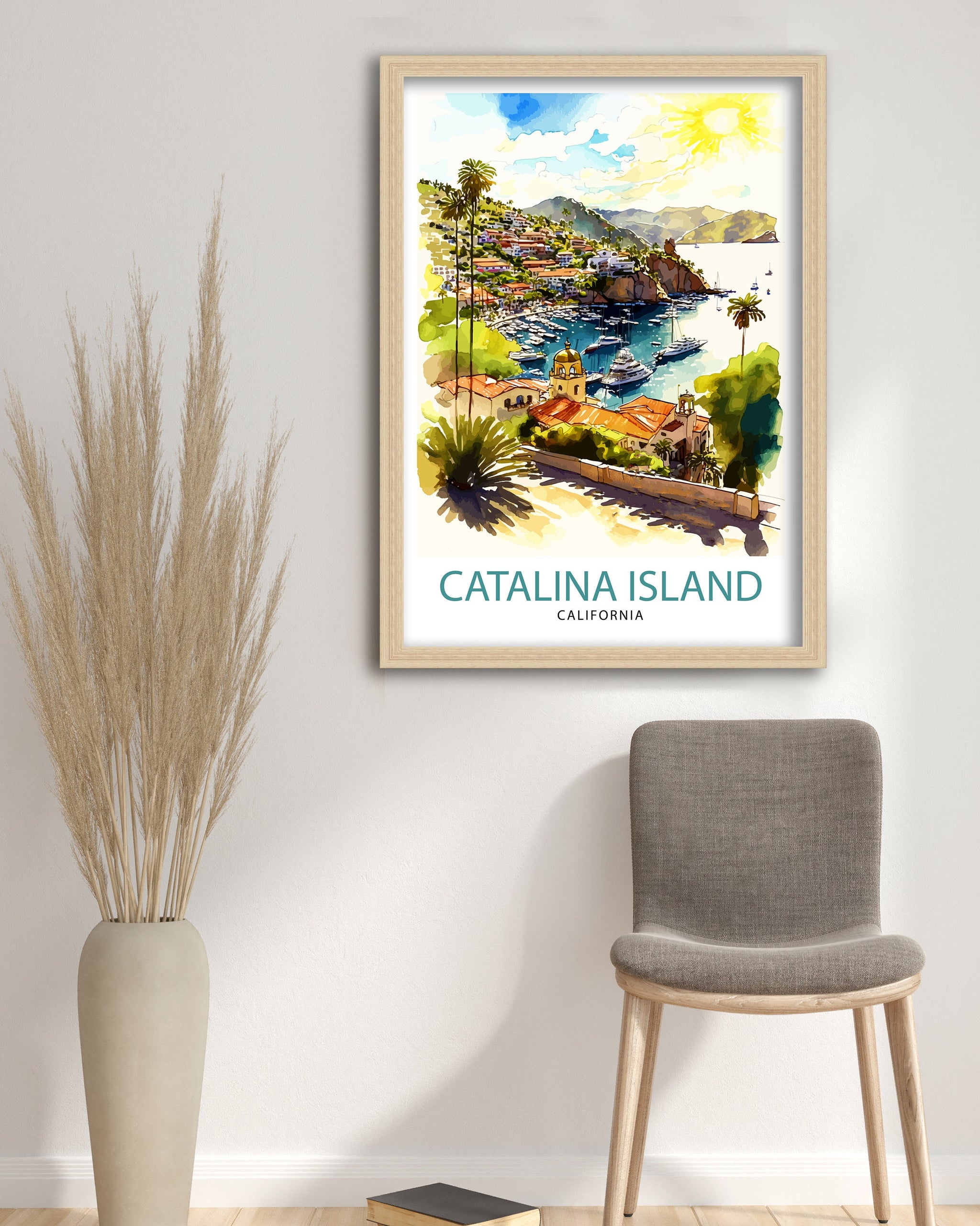 Catalina Island California Travel Print| Wall Art Decor Catalina Island Illustration Poster Gift For Catalina Island Lover California