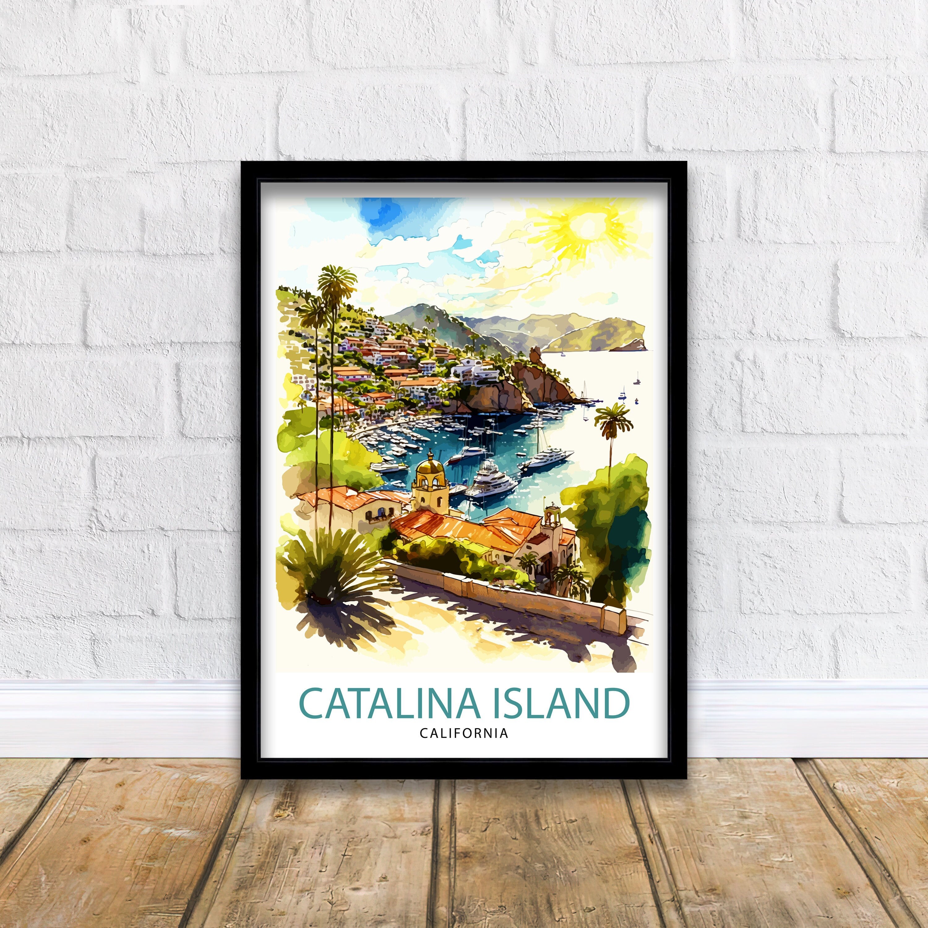 Catalina Island California Travel Print| Wall Art Decor Catalina Island Illustration Poster Gift For Catalina Island Lover California