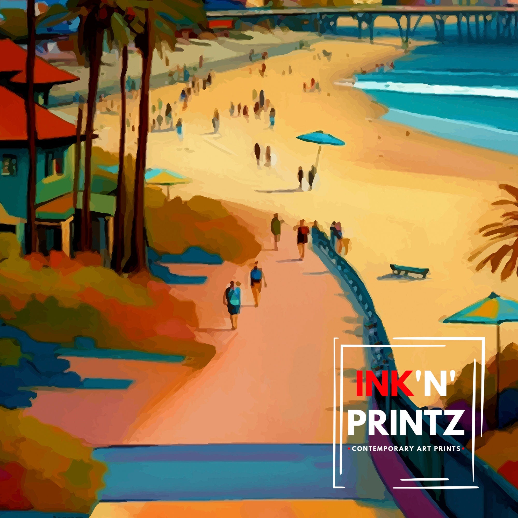 Santa Cruz California Travel Print Wall Art, Home Decor Santa Cruz Illustration Travel Poster Gift for Santa Cruz California Home Decor