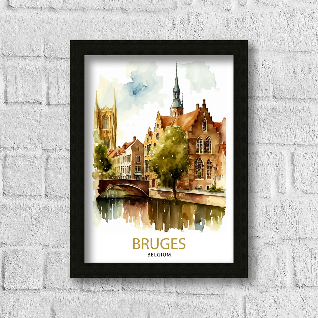 Bruges Belgium Travel Poster Bruges Wall Art Bruges Home Decor Bruges Illustration Travel Poster Belgium Gift Bruges Art