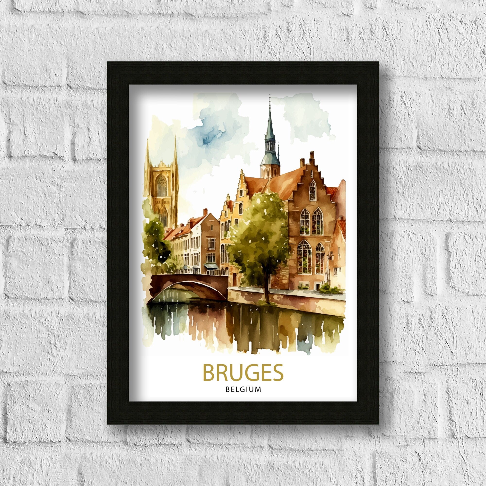Bruges Belgium Travel Print Bruges Wall Art Bruges Home Decor Bruges Illustration Travel Poster Belgium Gift Bruges Art