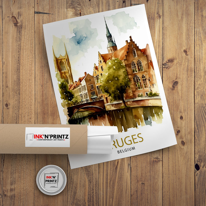 Bruges Belgium Travel Poster Bruges Wall Art Bruges Home Decor Bruges Illustration Travel Poster Belgium Gift Bruges Art