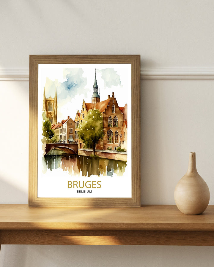 Bruges Belgium Travel Poster Bruges Wall Art Bruges Home Decor Bruges Illustration Travel Poster Belgium Gift Bruges Art