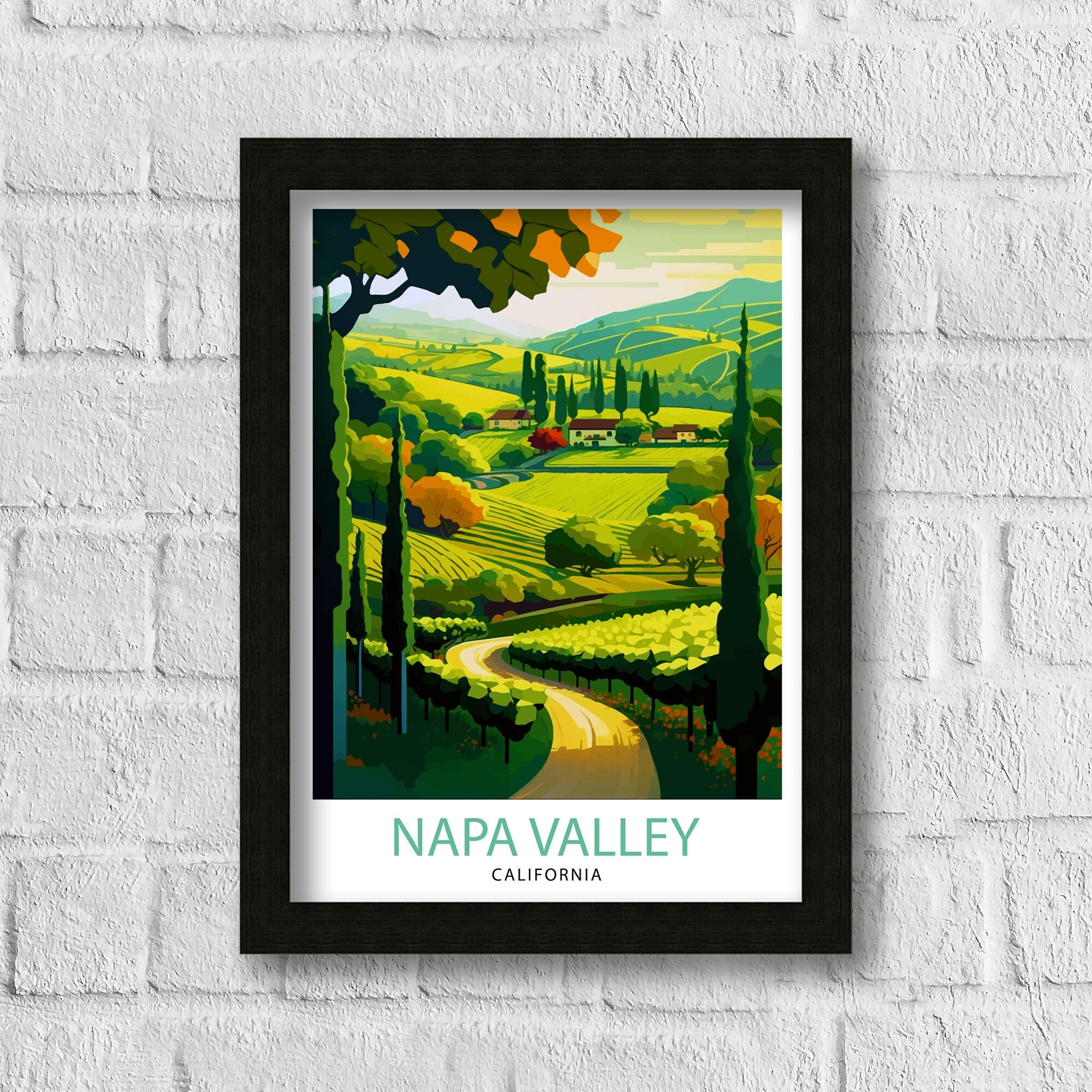 Napa Valley California Travel Print| Napa Valley Wall Art Napa Valley Illustration California Travel Poster Gift For Wine Lovers Napa Valley