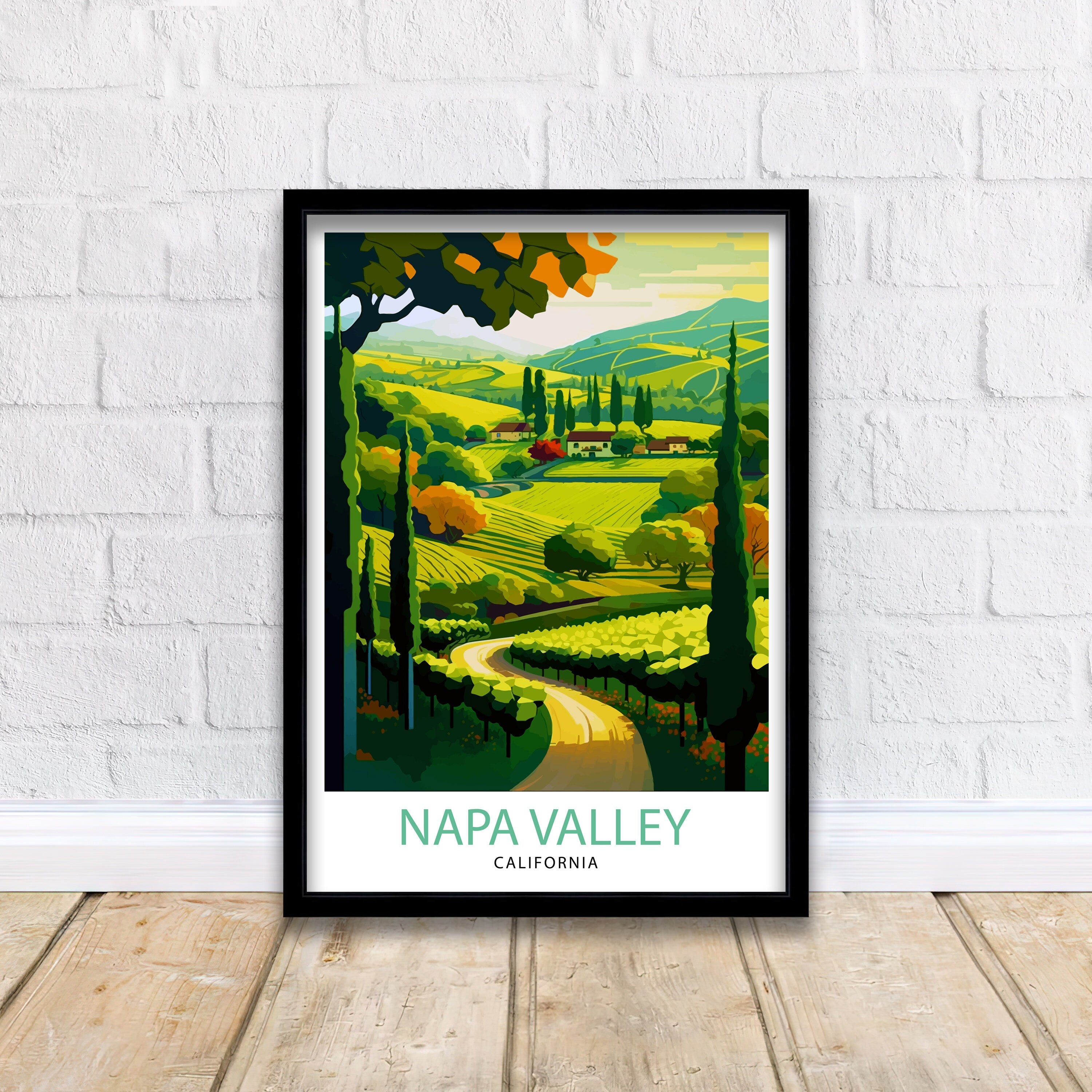 Napa Valley California Travel Print| Napa Valley Wall Art Napa Valley Illustration California Travel Poster Gift For Wine Lovers Napa Valley