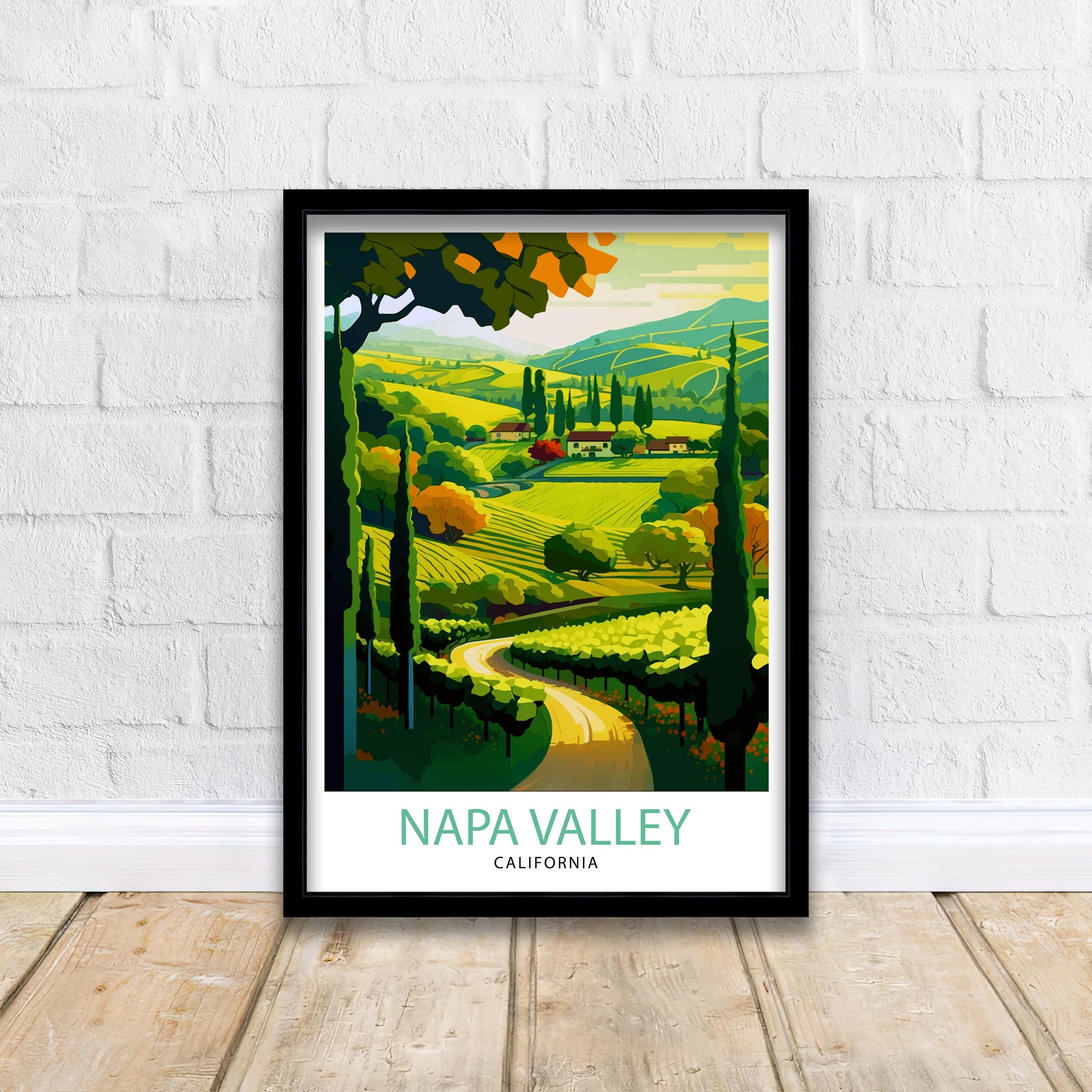 Napa Valley California Travel Print| Napa Valley Wall Art Napa Valley Illustration California Travel Poster Gift For Wine Lovers Napa Valley