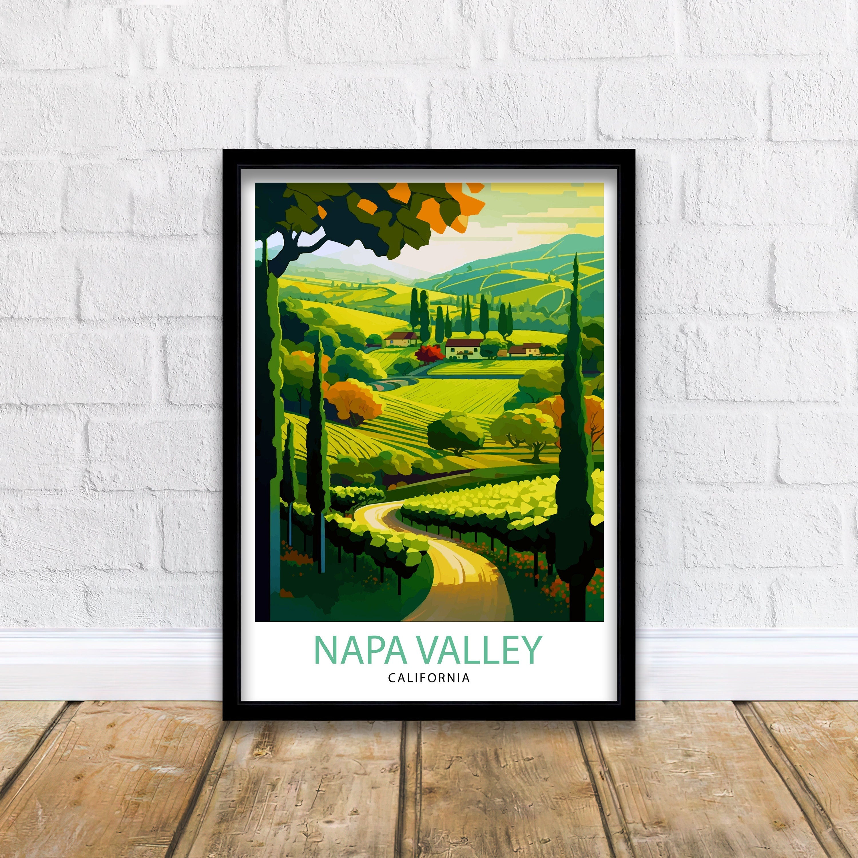 Napa Valley California Travel Print| Napa Valley Wall Art Napa Valley Illustration California Travel Poster Gift For Wine Lovers Napa Valley