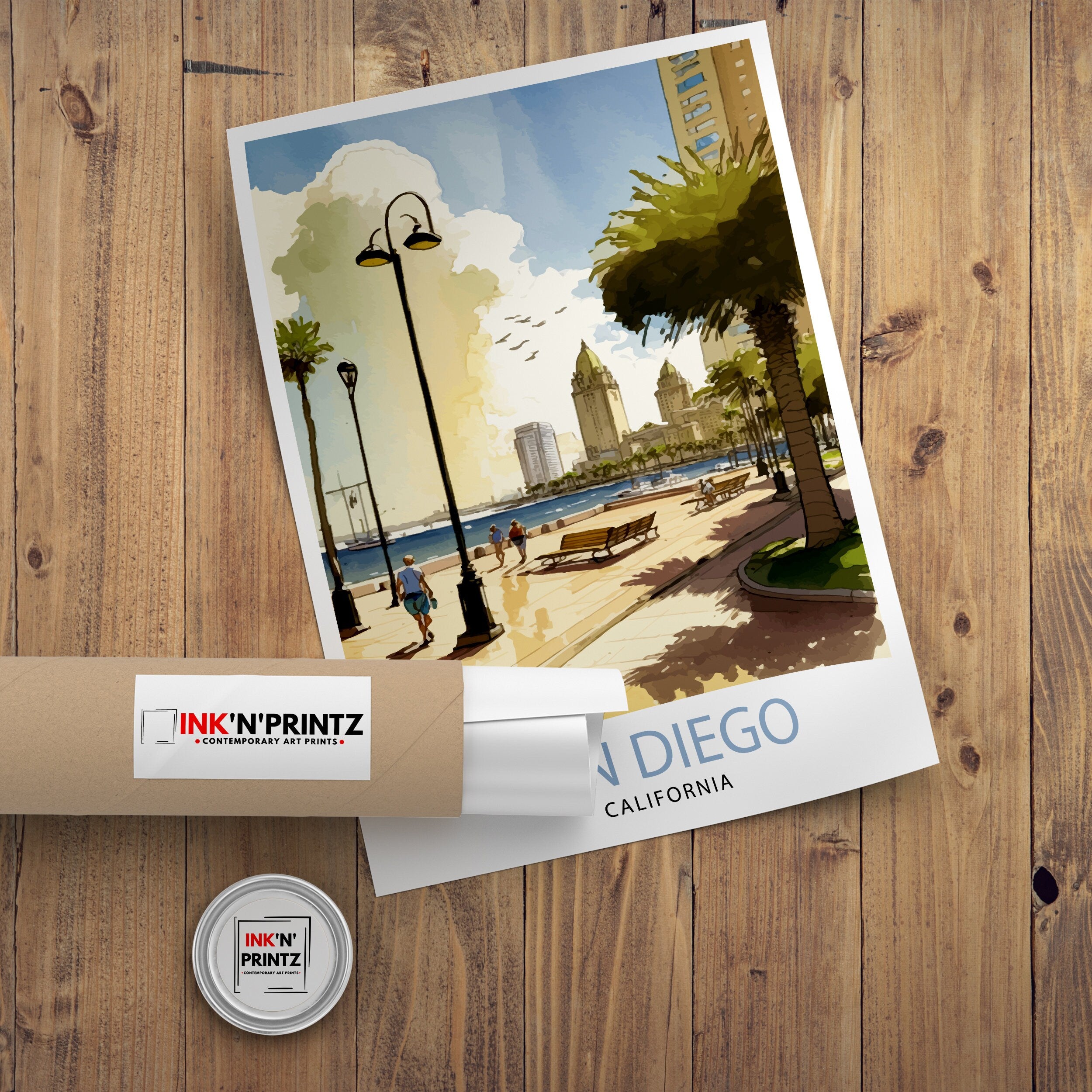 San Diego California Travel Print| San Diego Wall Decor San Diego Home Living Decor San Diego Illustration San Diego Travel Poster Gift