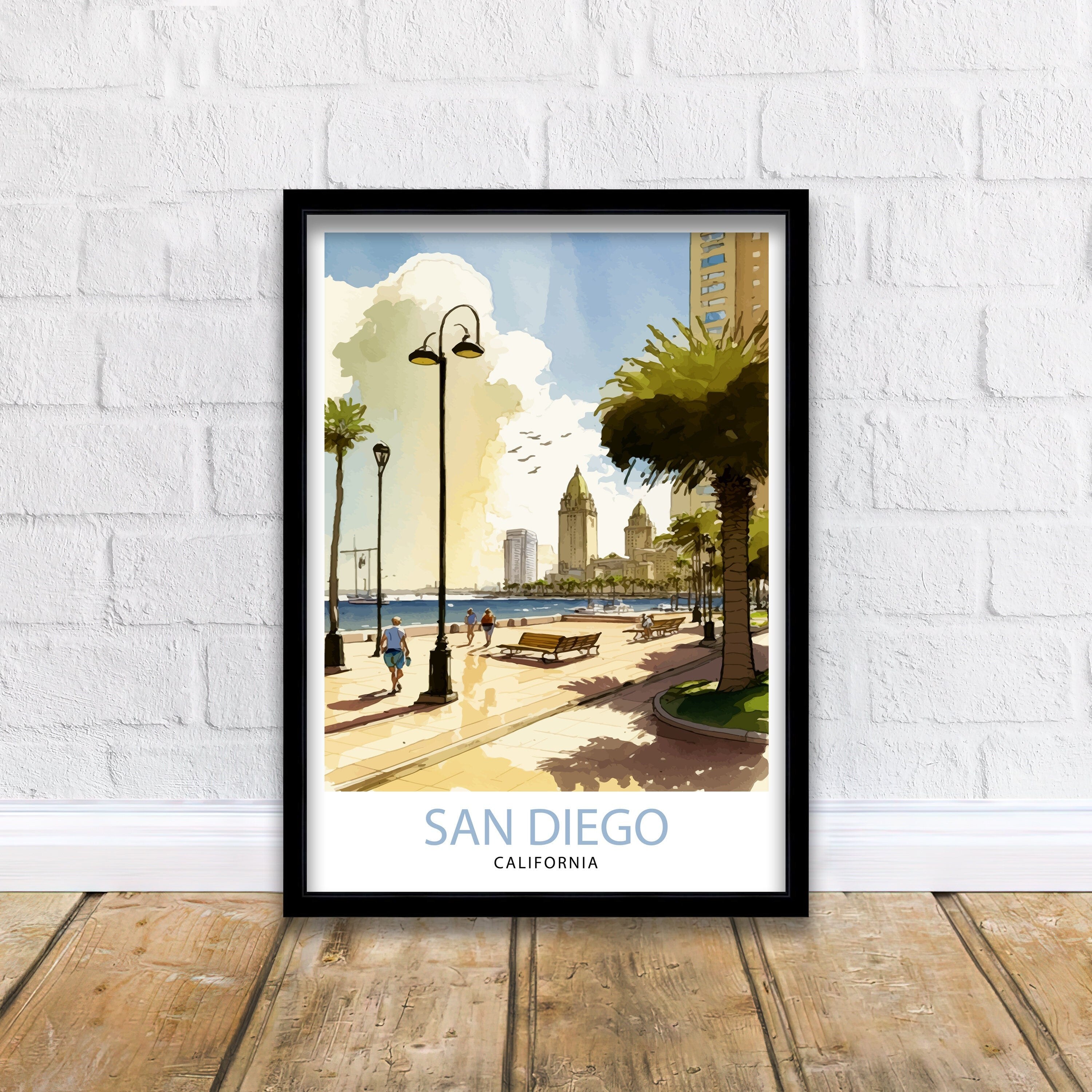 San Diego California Travel Print| San Diego Wall Decor San Diego Home Living Decor San Diego Illustration San Diego Travel Poster Gift