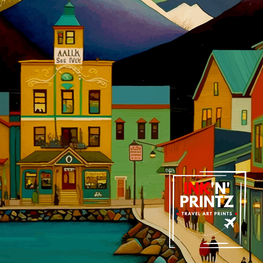 Skagway Alaska Travel Print Skagway Wall Art Alaska Landscape Poster Travel Decor, Skagway Art Print Mountain Art