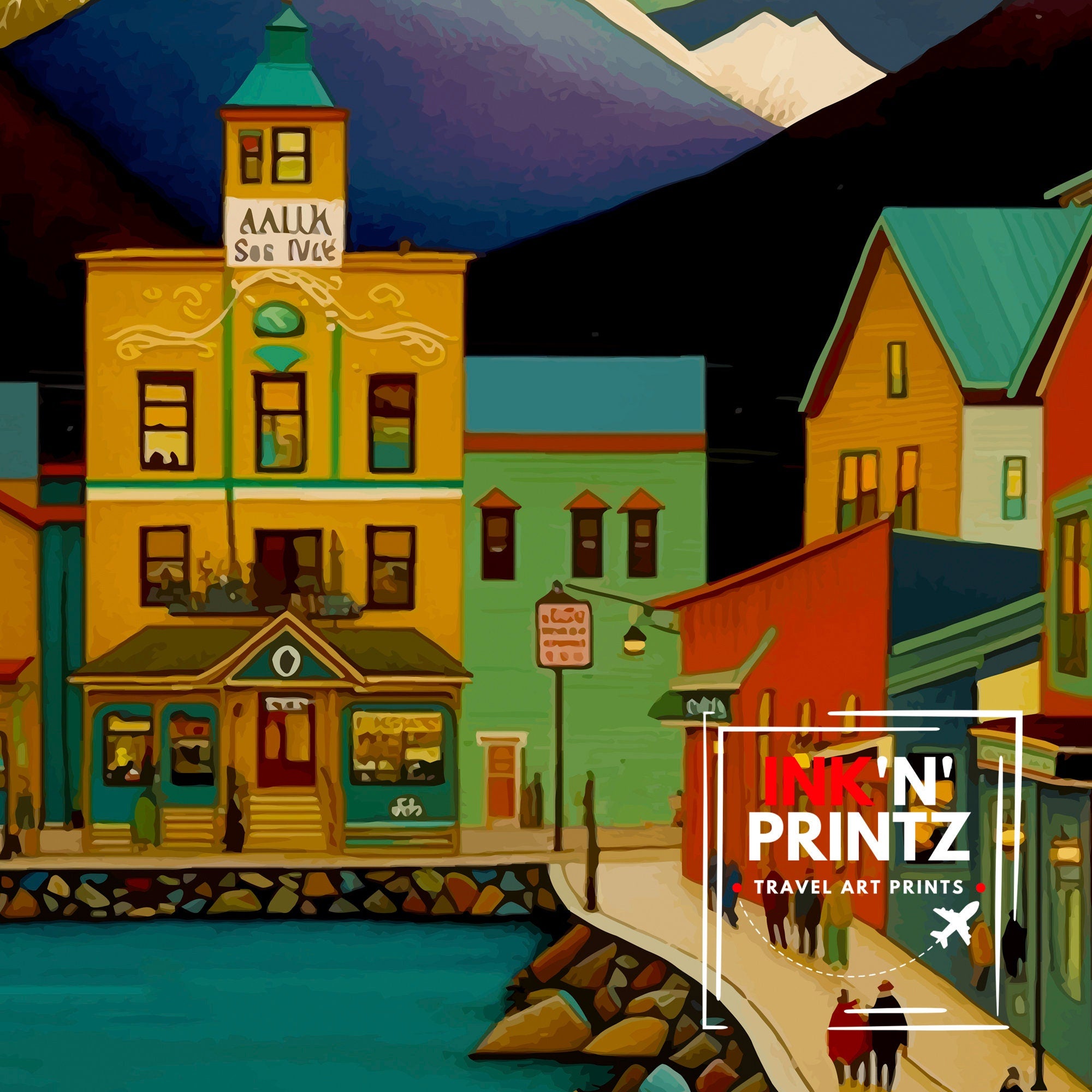 Skagway Alaska Travel Print Skagway Wall Art Alaska Landscape Poster Travel Decor, Skagway Art Print Mountain Art
