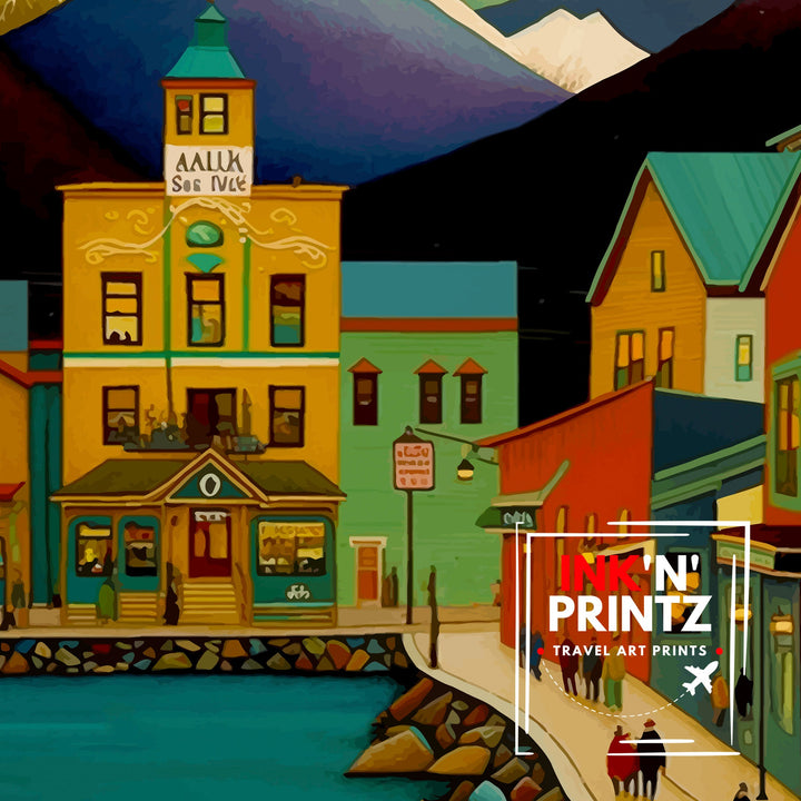 Skagway Alaska Travel Print Skagway Wall Art Alaska Landscape Poster Travel Decor, Skagway Art Print Mountain Art