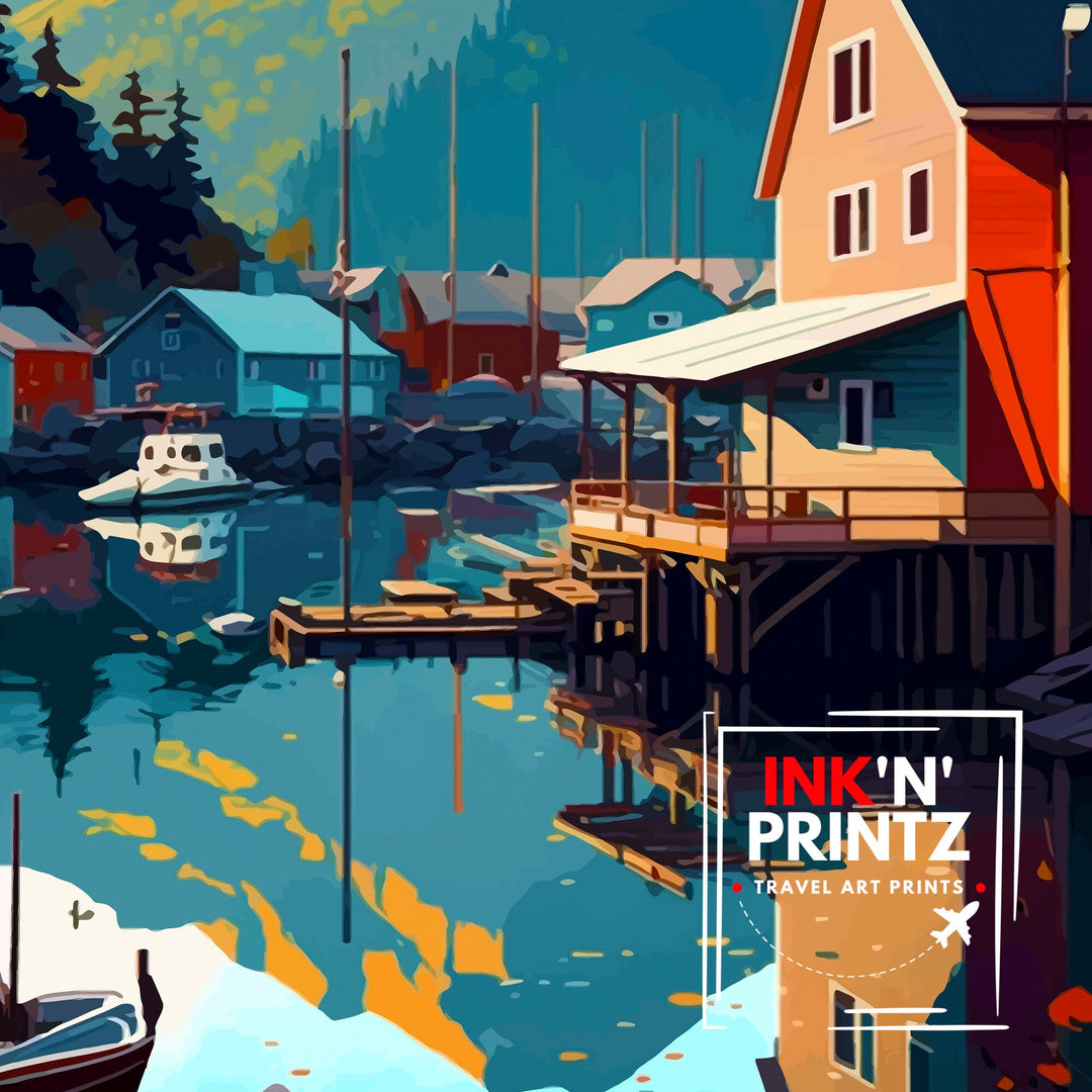 Ketchikan Alaska Travel Print Ketchikan Wall Art Alaska Coastal Decor Travel Poster Ketchikan Scenic Print, Home Decor