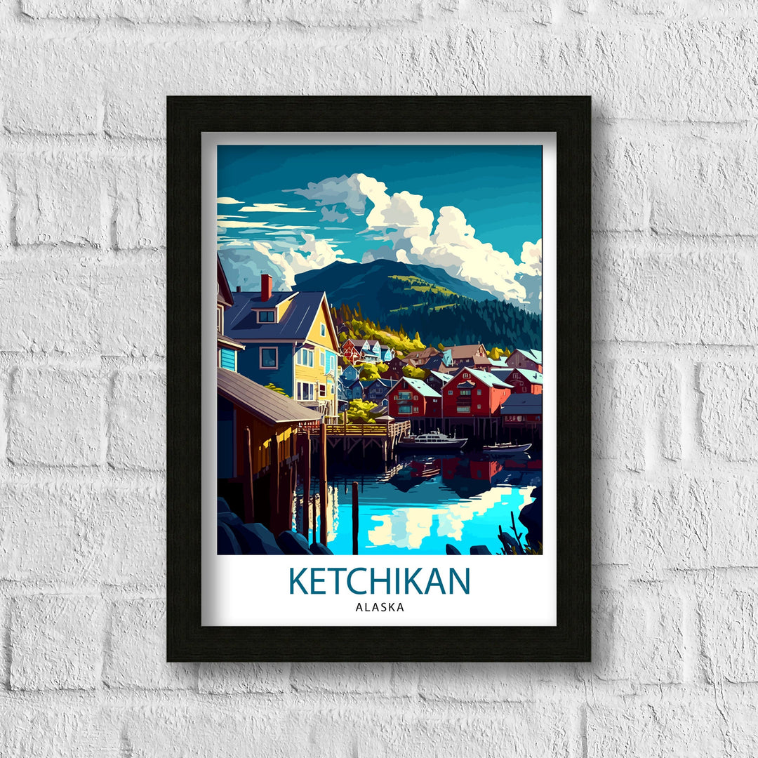 Ketchikan Alaska Travel Print|, Ketchikan Wall Art, Alaska Coastal Decor, Travel Poster, Ketchikan Scenic Print, Home Decor