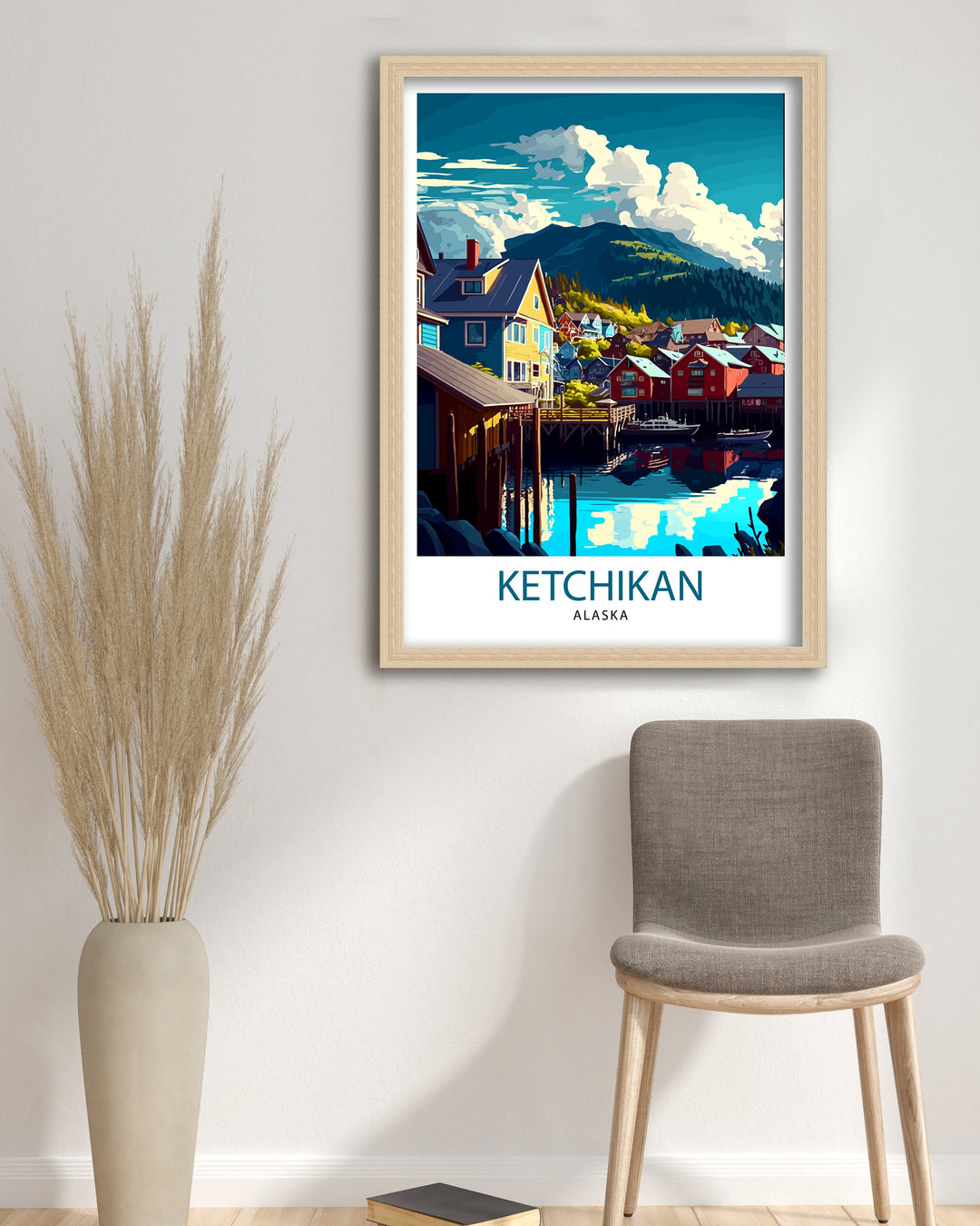 Ketchikan Alaska Travel Print|, Ketchikan Wall Art, Alaska Coastal Decor, Travel Poster, Ketchikan Scenic Print, Home Decor
