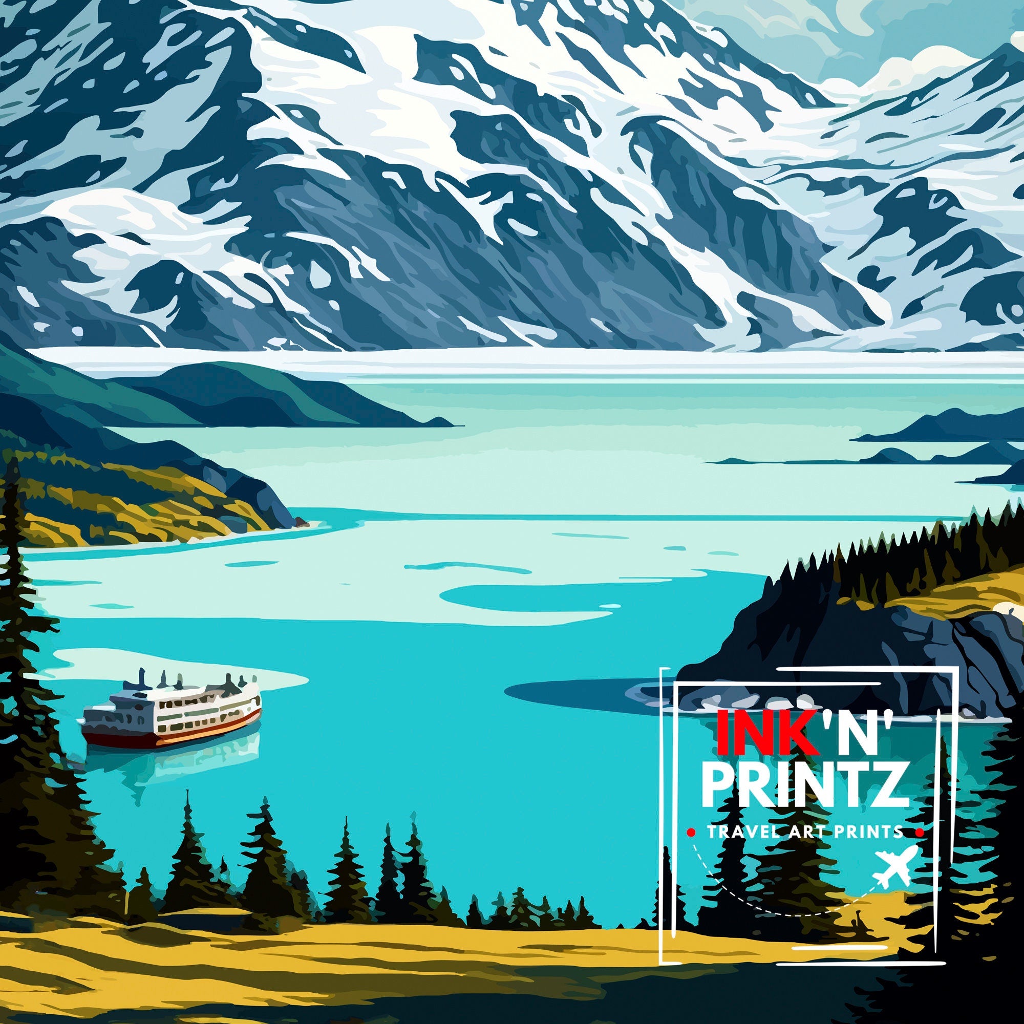 Seward Alaska Travel Print| Seward Wall Art Alaska Coastal Decor Travel Poster Seward Landscape Print Home Decor