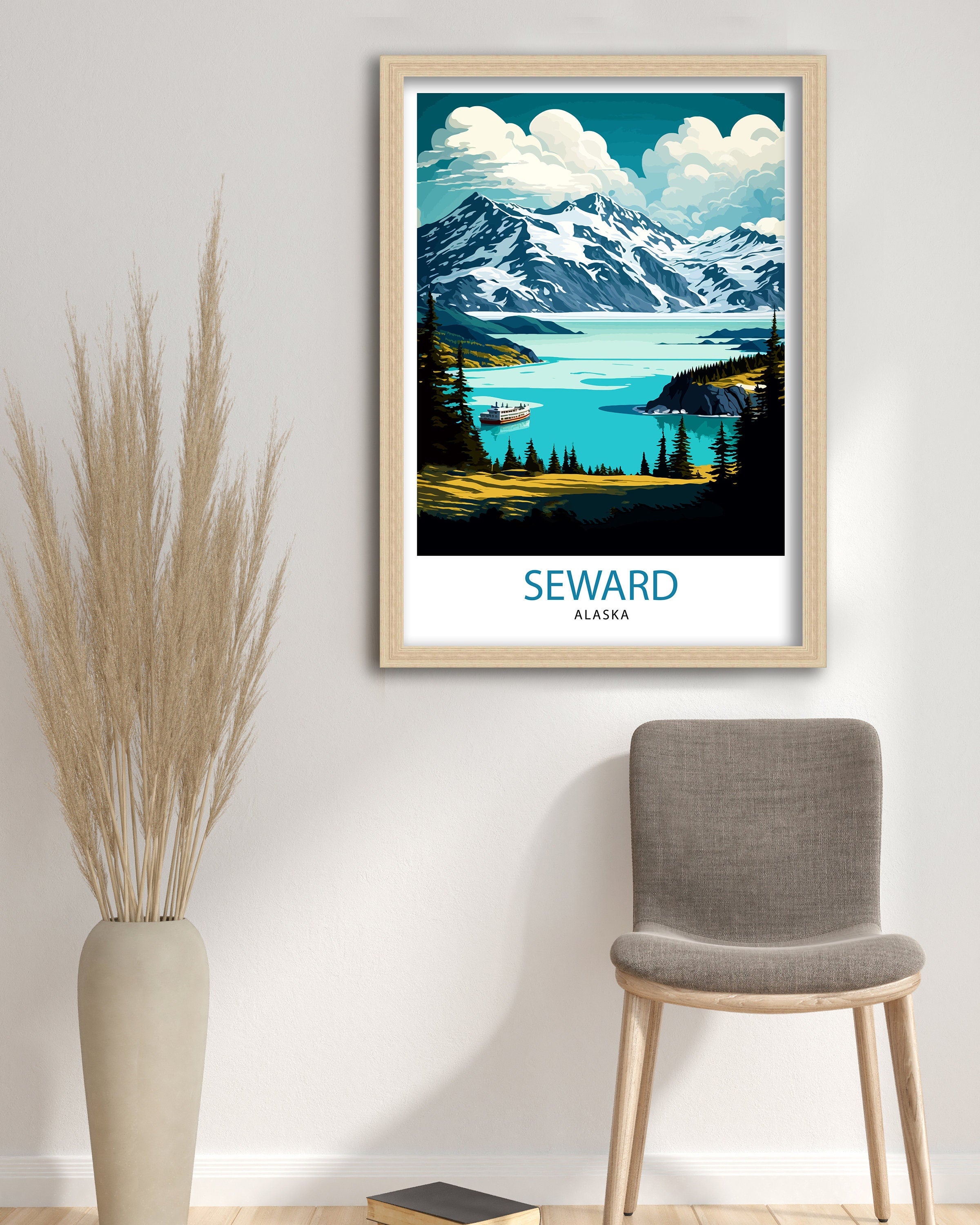 Seward Alaska Travel Print| Seward Wall Art Alaska Coastal Decor Travel Poster Seward Landscape Print Home Decor