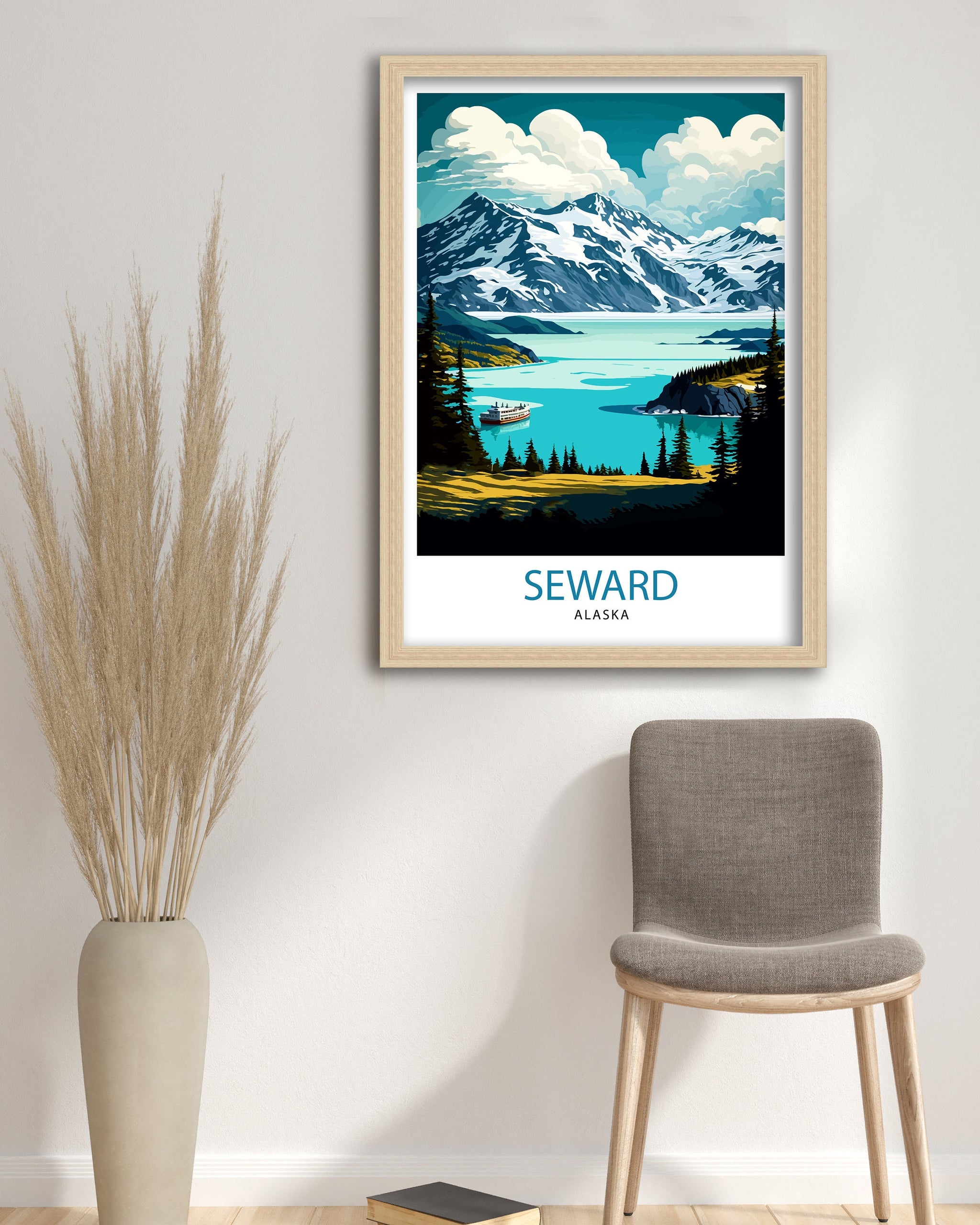 Seward Alaska Travel Print| Seward Wall Art Alaska Coastal Decor Travel Poster Seward Landscape Print Home Decor