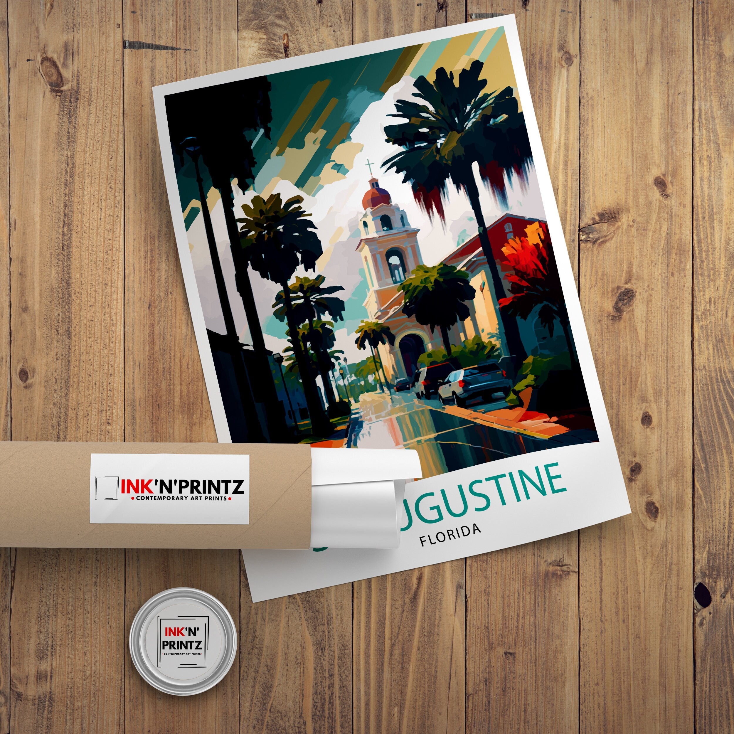 St. Augustine Florida Travel Print|, Historic Cityscape Art, Coastal Decor, Florida Landmarks, Beach House Wall Art, Home Decor