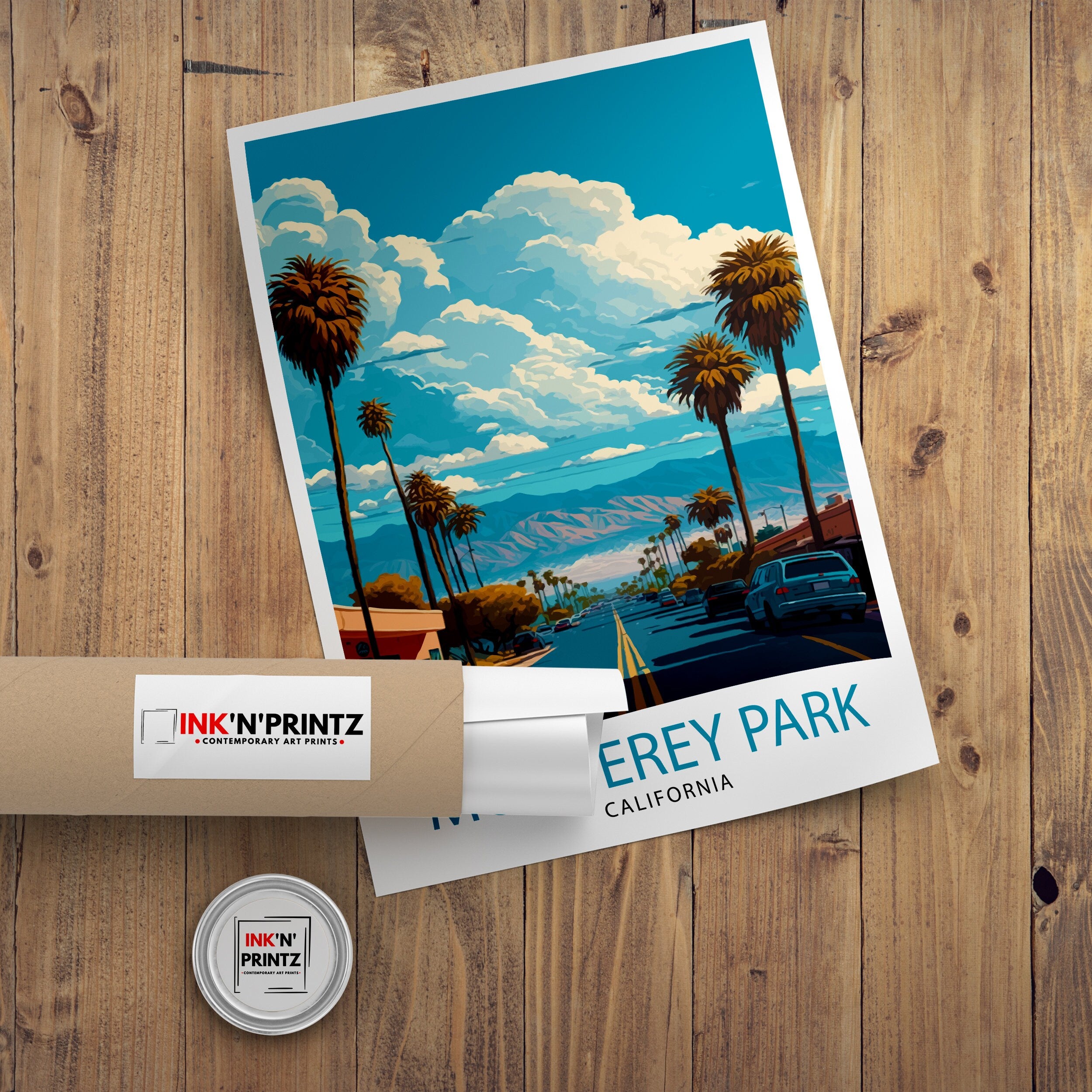 Monterey Park California Travel Print| Monterey Park Wall Art Monterey Park Poster Monterey Park Illustration California Travel Poster