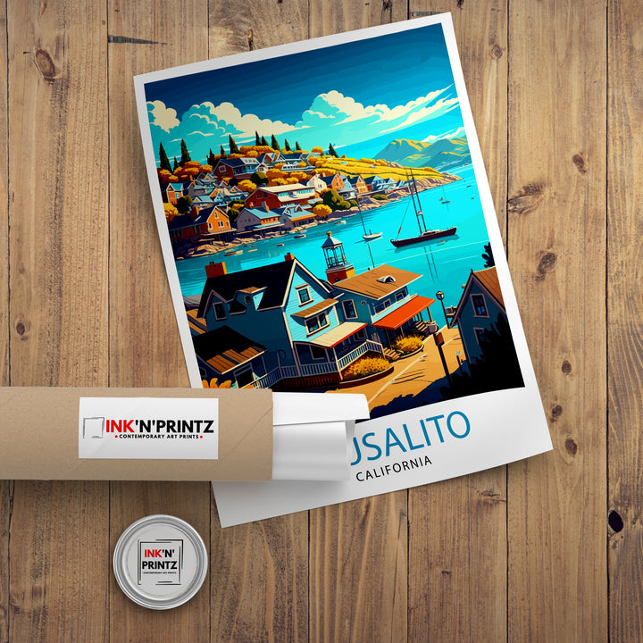 Sausalito California Travel Poster|, Sausalito Wall Art Sausalito Home Decor Sausalito Illustration Travel Poster Gift For Sausalito