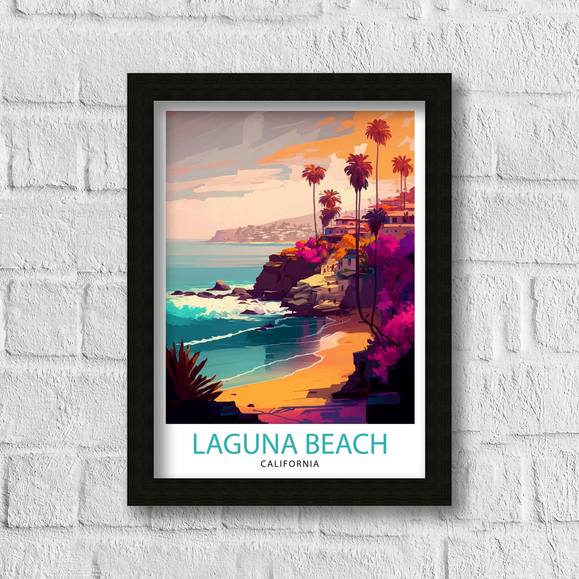 Laguna Beach California Travel Print| Laguna Beach Wall Decor Laguna Beach Home Living Decor Laguna Beach Illustration Travel Poster Gift