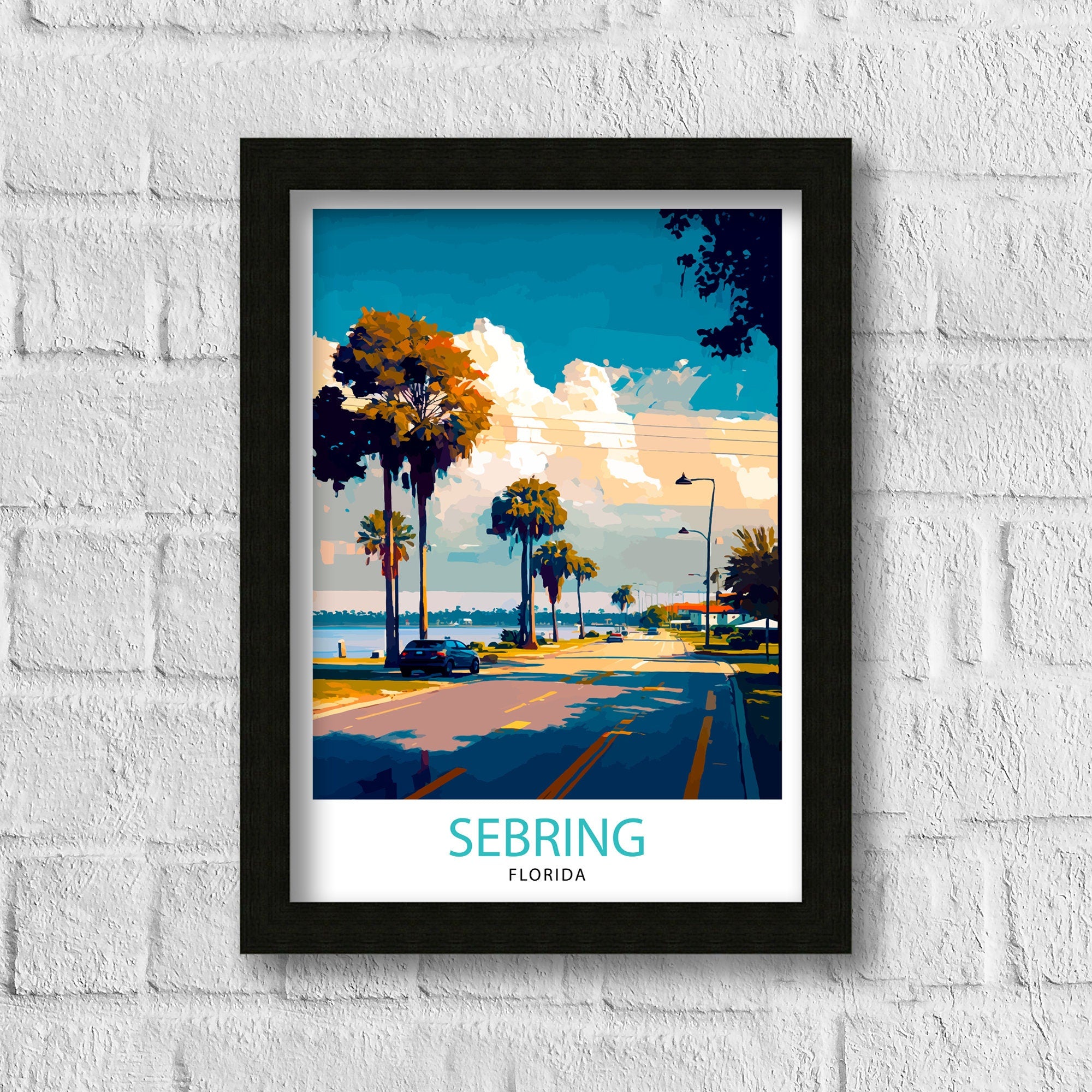 Sebring Florida Travel Print| Sebring Wall Decor Sebring Home Living Decor Sebring Florida Illustration Travel Poster Gift for Sebring