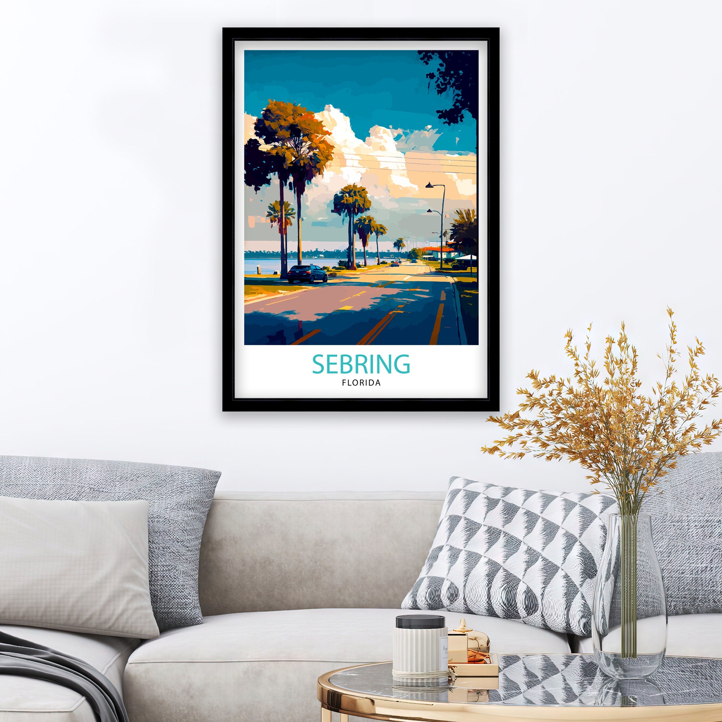 Sebring Florida Travel Print| Sebring Wall Decor Sebring Home Living Decor Sebring Florida Illustration Travel Poster Gift for Sebring