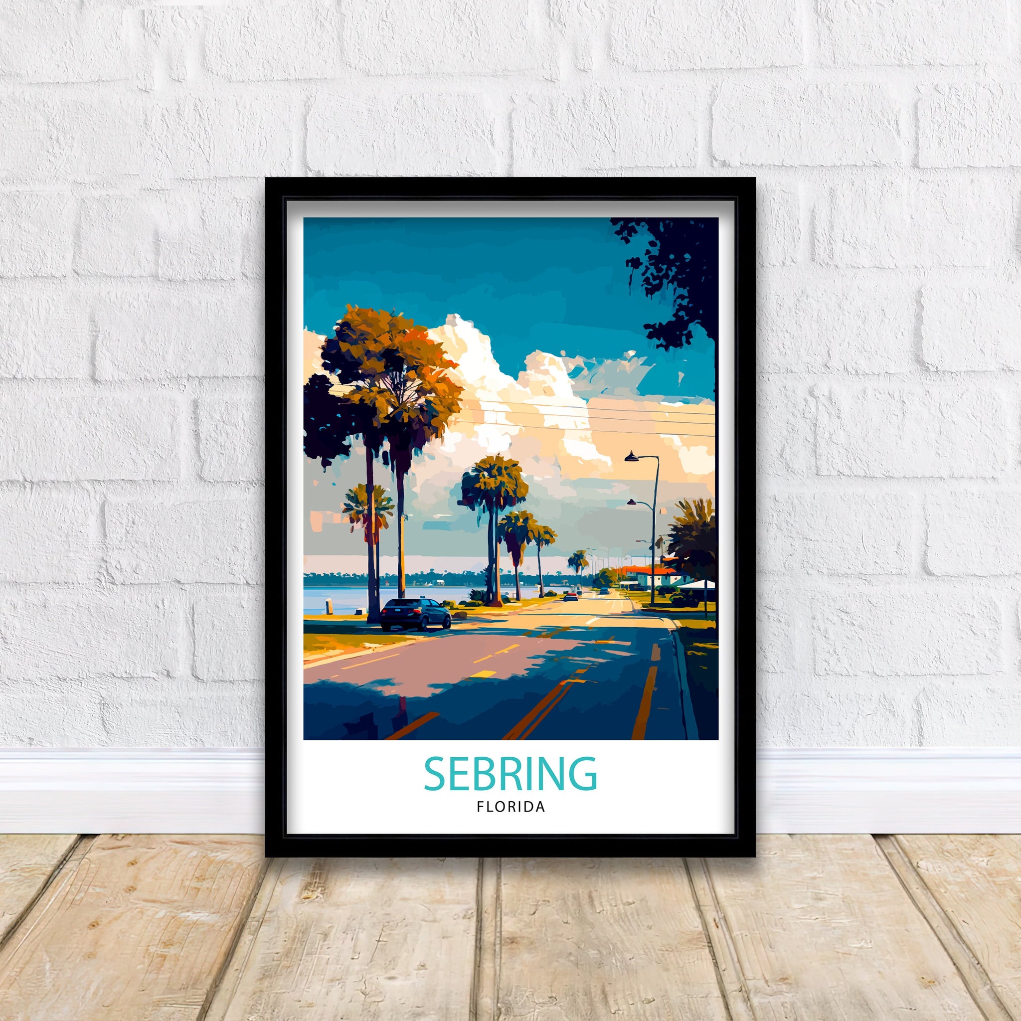 Sebring Florida Travel Print| Sebring Wall Decor Sebring Home Living Decor Sebring Florida Illustration Travel Poster Gift for Sebring