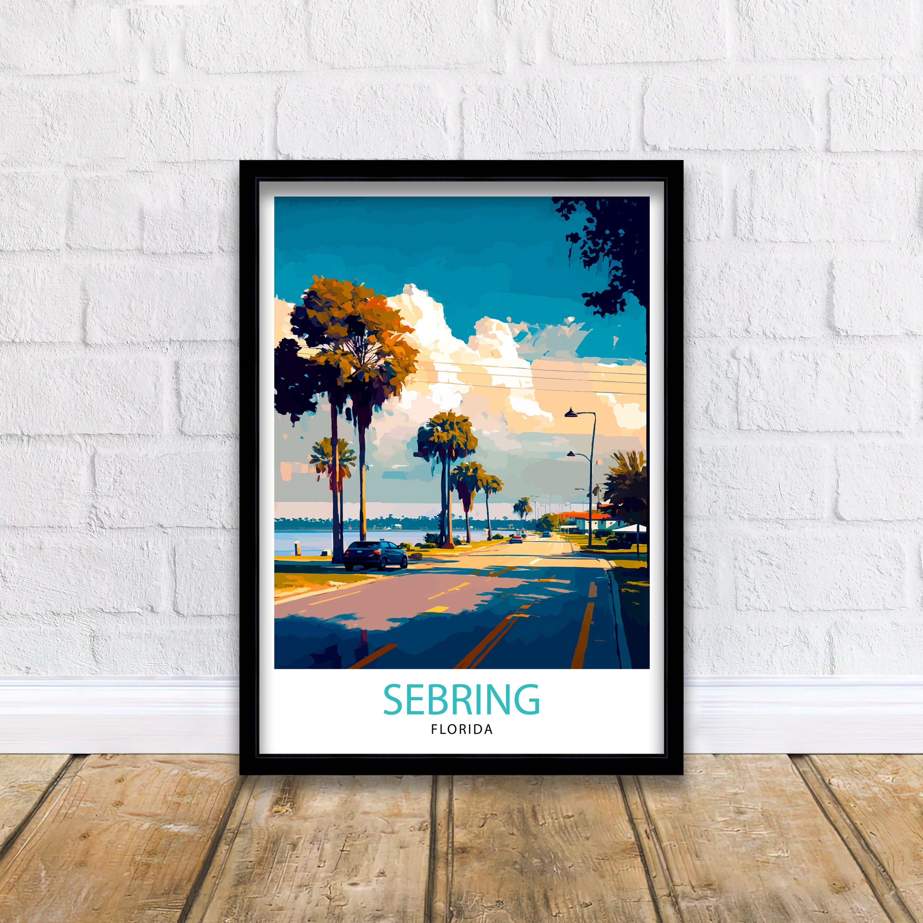 Sebring Florida Travel Print| Sebring Wall Decor Sebring Home Living Decor Sebring Florida Illustration Travel Poster Gift for Sebring