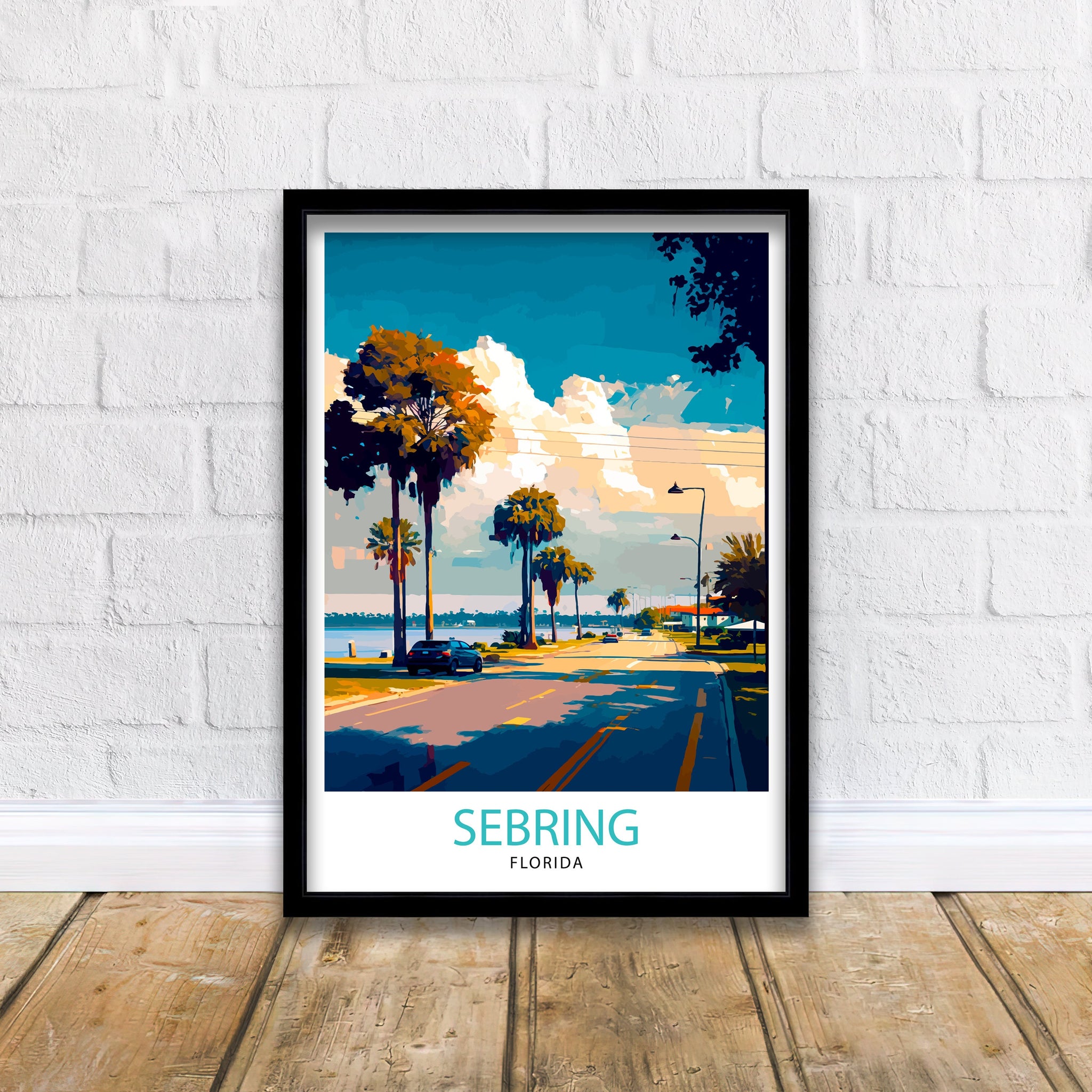 Sebring Florida Travel Print| Sebring Wall Decor Sebring Home Living Decor Sebring Florida Illustration Travel Poster Gift for Sebring