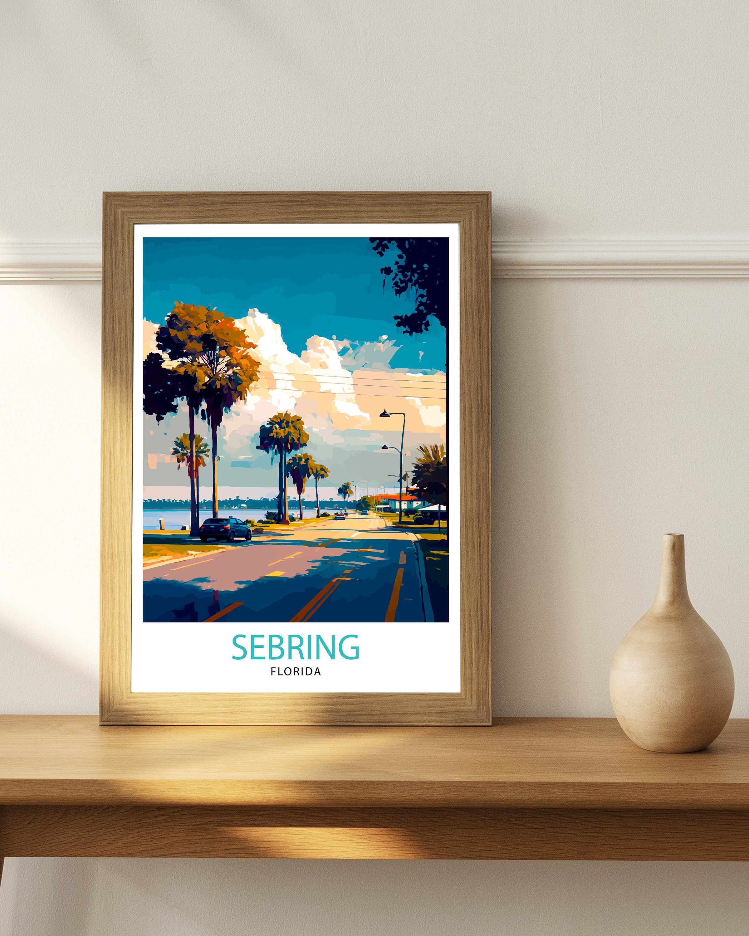 Sebring Florida Travel Print| Sebring Wall Decor Sebring Home Living Decor Sebring Florida Illustration Travel Poster Gift for Sebring